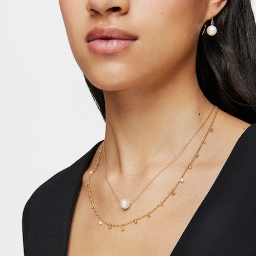 Silver Vermeil Gloss Necklace with Pearl