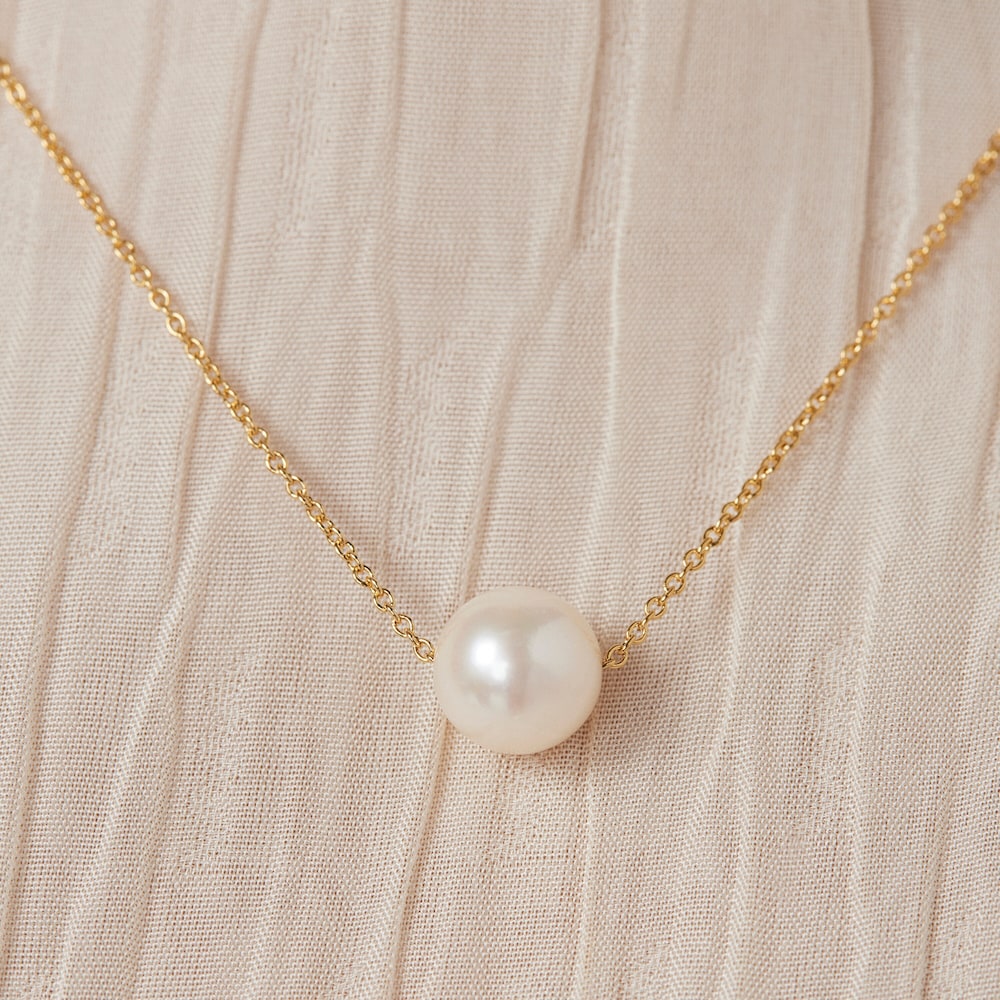 Silver Vermeil Gloss Necklace with Pearl
