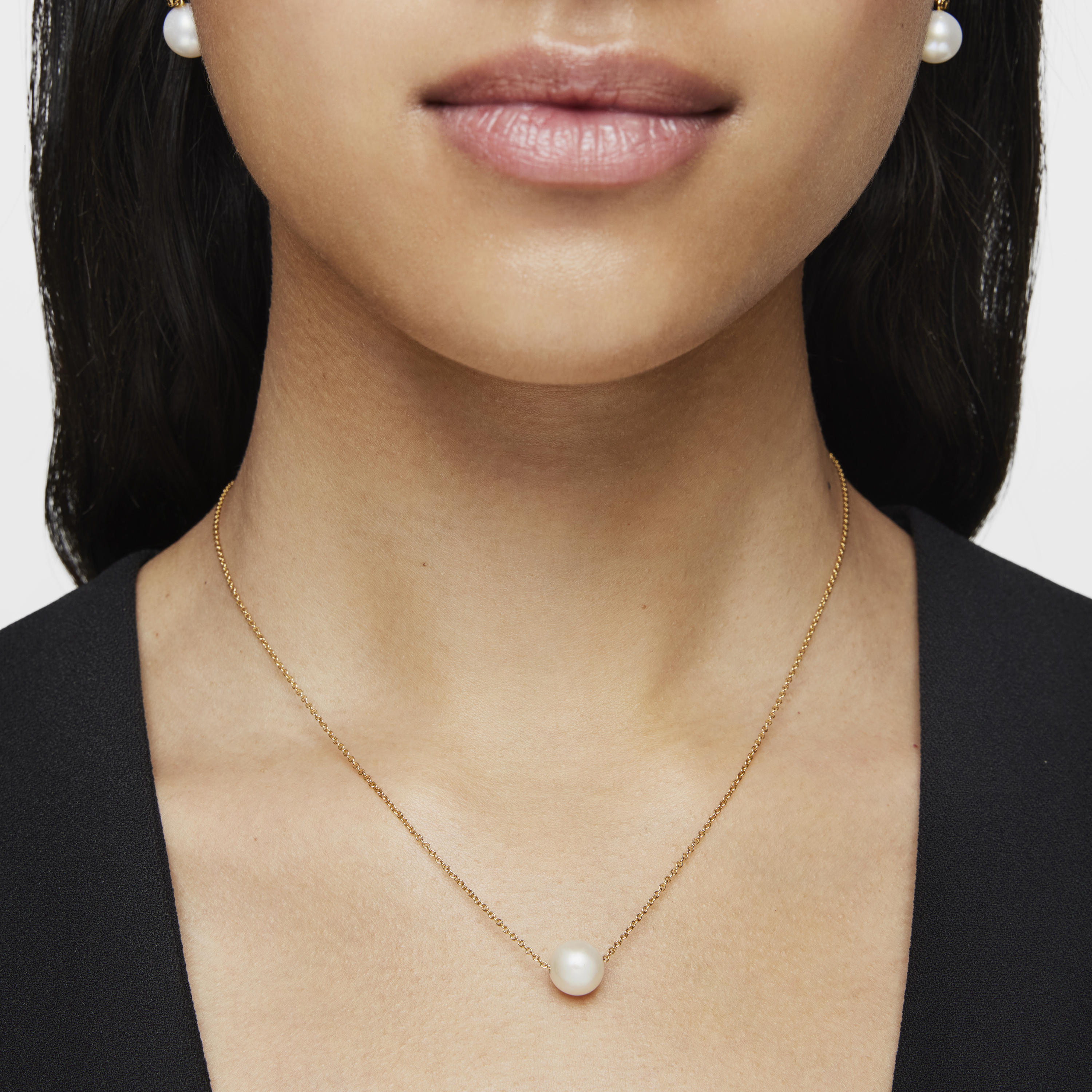 Collar con baño de oro 18 kt sobre plata y perla Gloss