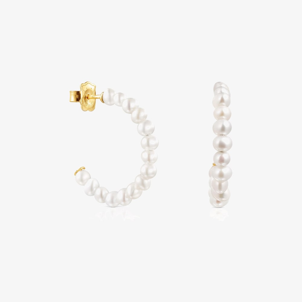 Pendientes aro peque&ntilde;o de perlas Gloss