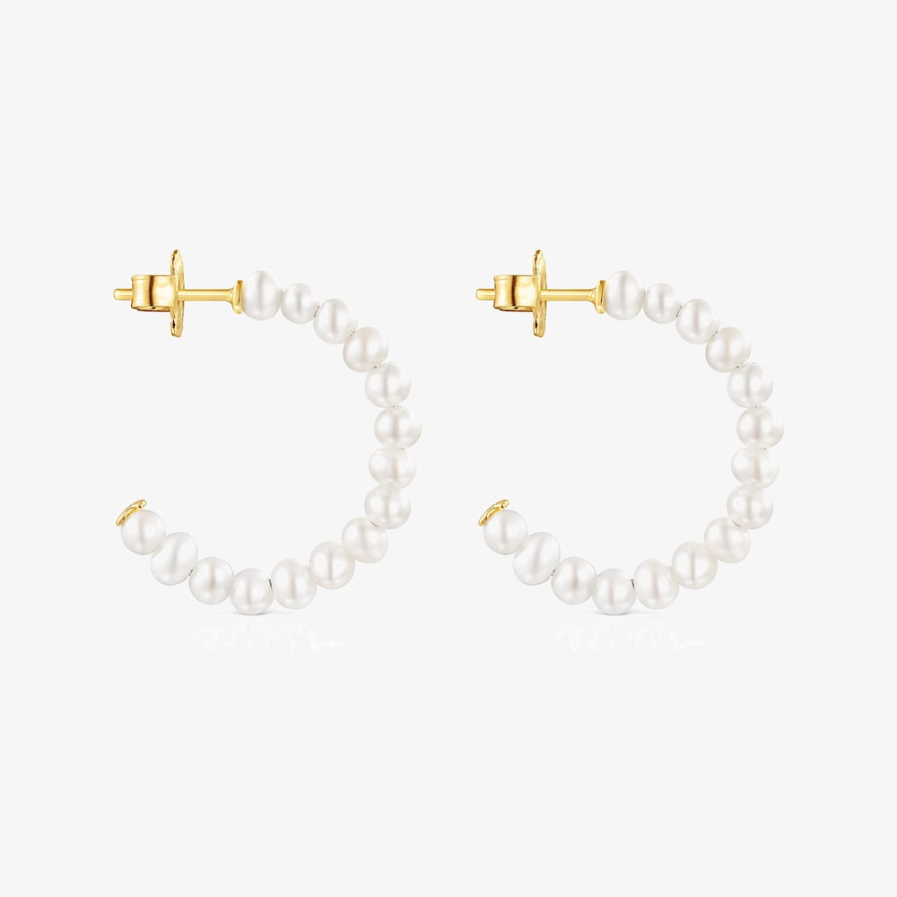 Pendientes aro peque&ntilde;o de perlas Gloss