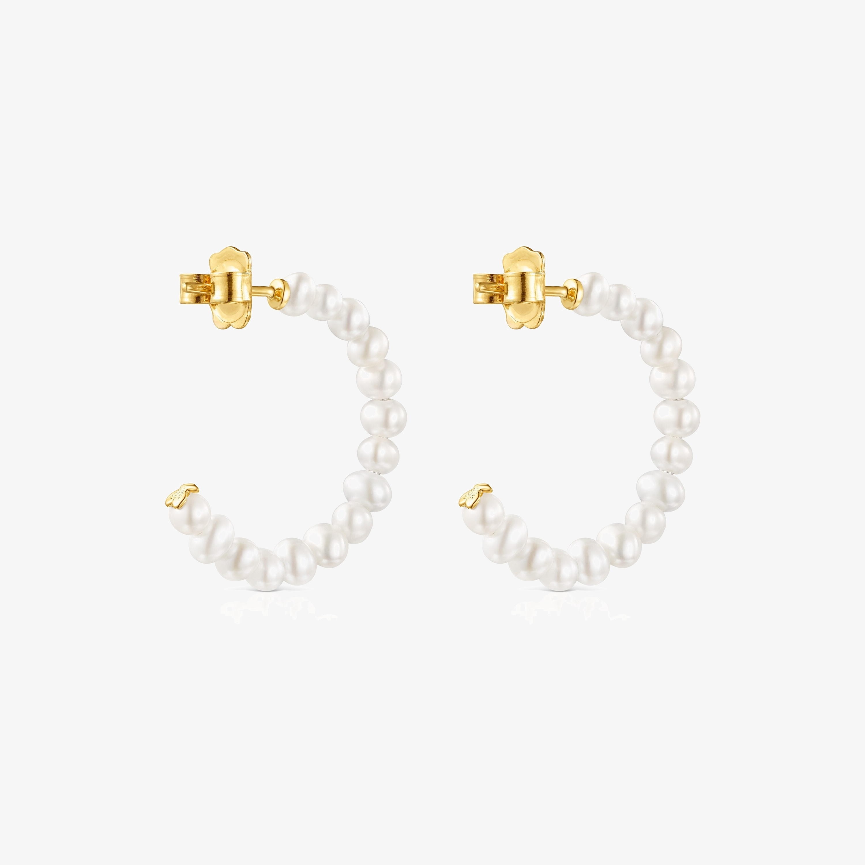Small Gloss hoop Earrings with Pearls