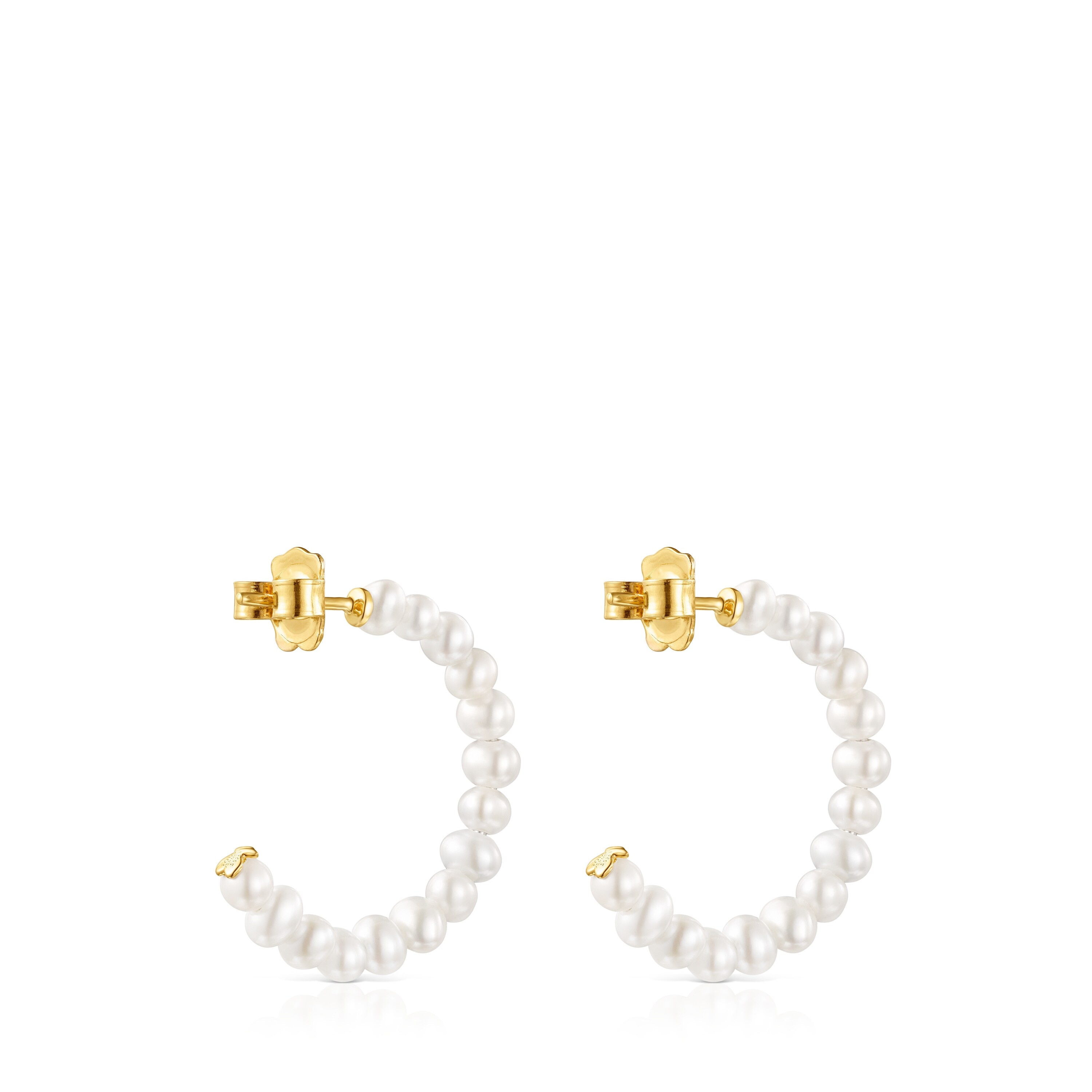 Small Gloss hoop Earrings with Pearls