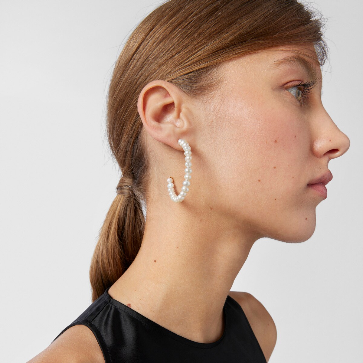 Gloss hoop earrings with Pearls