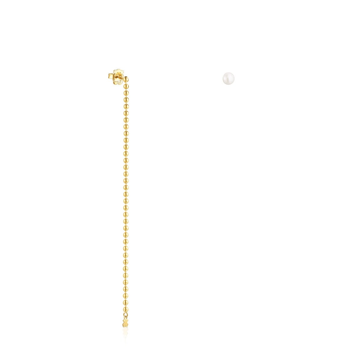 Tous - Pendientes Asimétricos Con Baño De Oro 18 Kt Sobre Plata Y Perla Gloss - Dorado