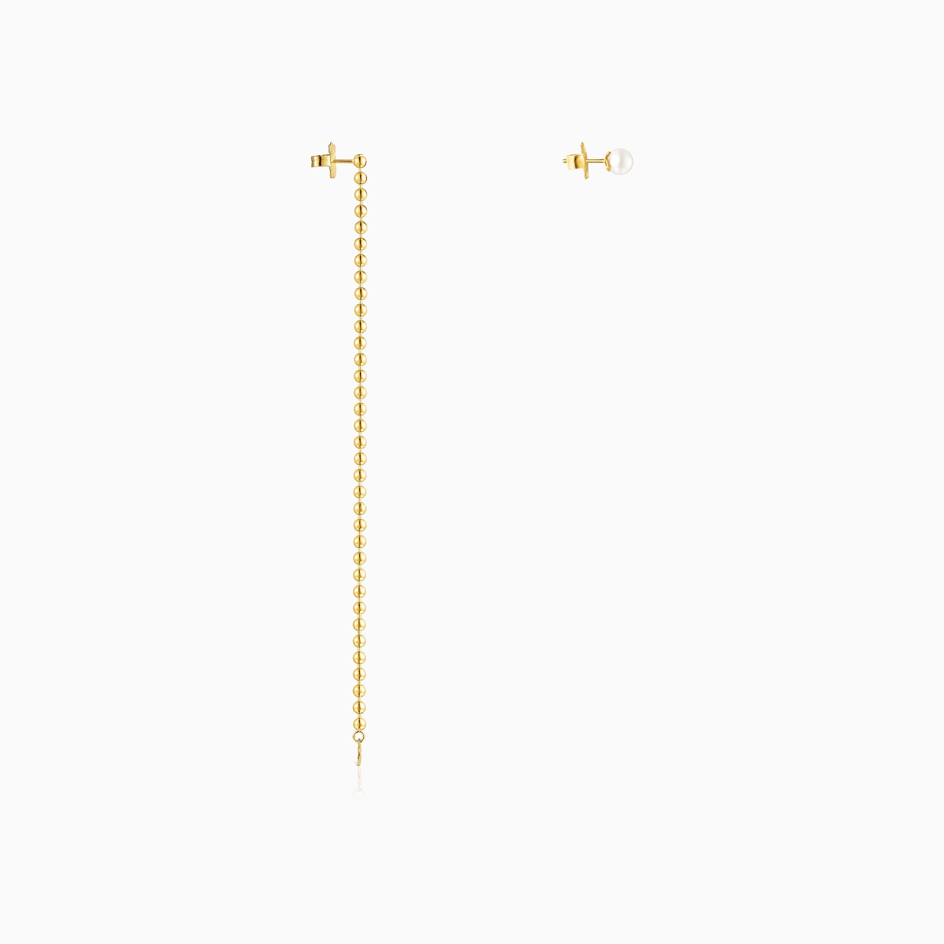 Silver Vermeil Gloss asymmetric Earrings with Pearl