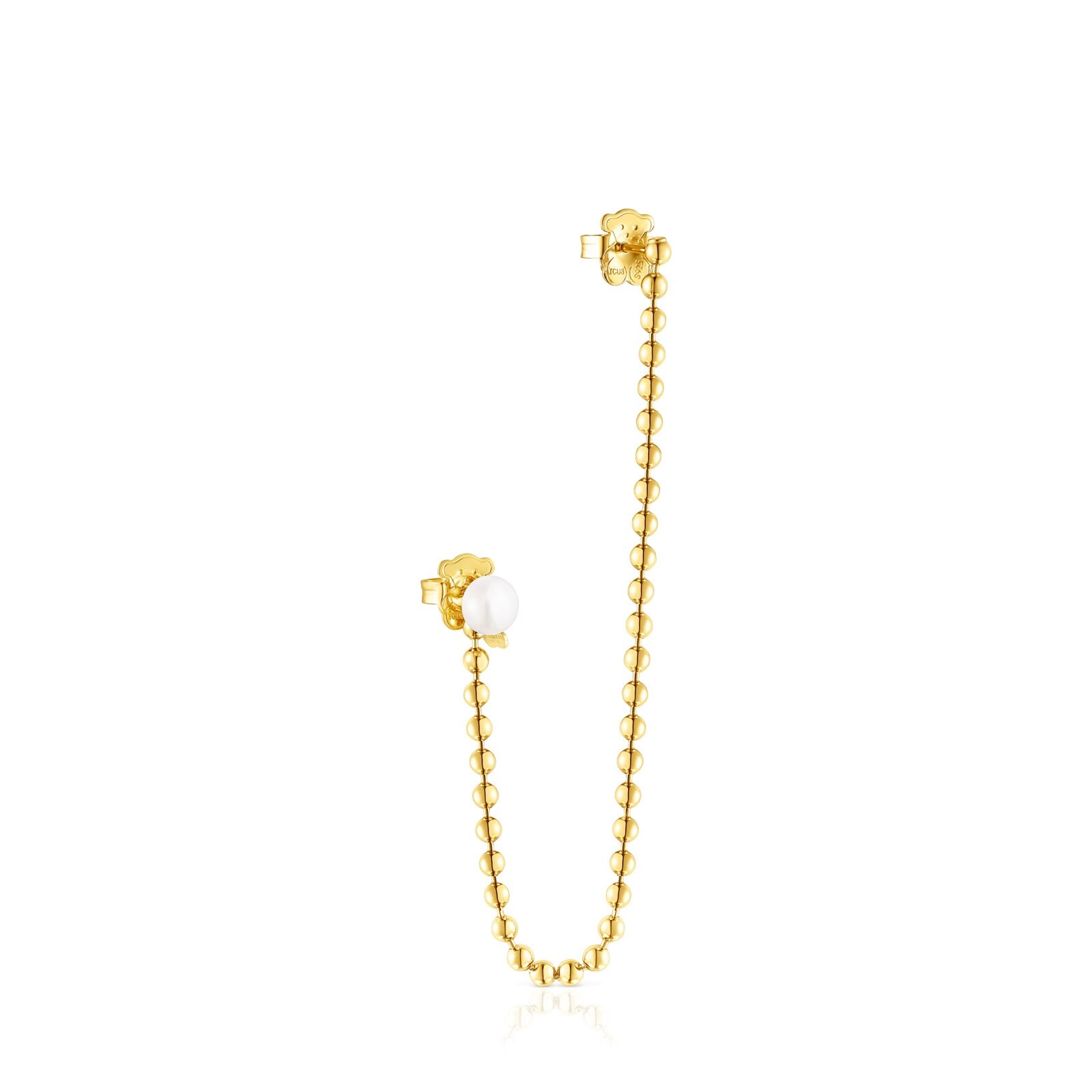 Silver Vermeil Gloss asymmetric Earrings with Pearl