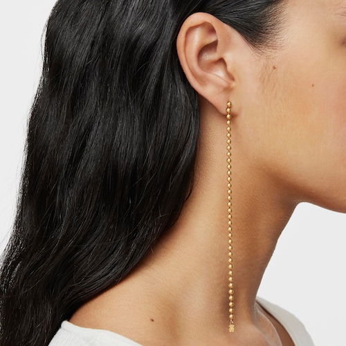 Pendientes asimétricos con baño de oro 18 kt sobre plata y perla Gloss