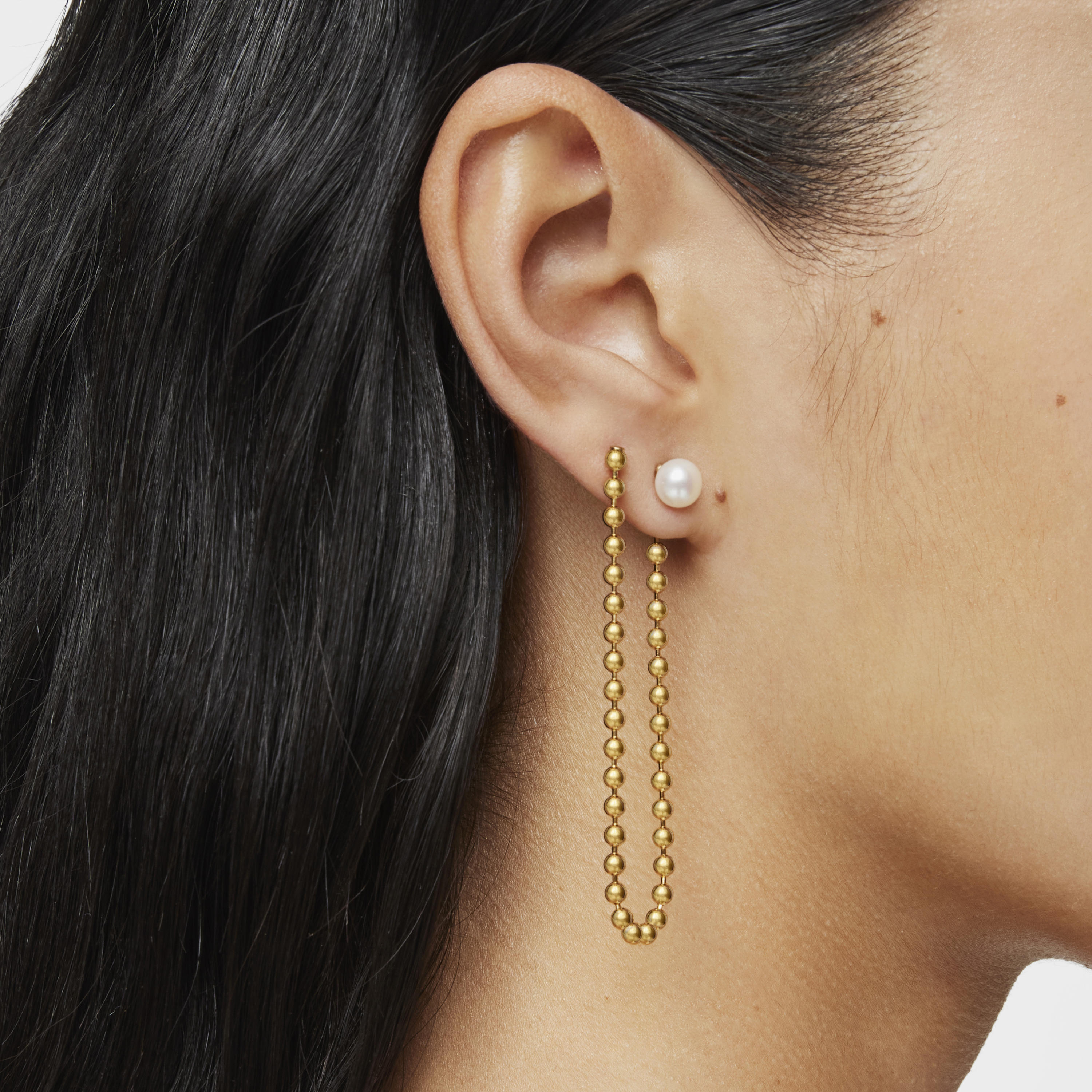 Silver Vermeil Gloss asymmetric Earrings with Pearl