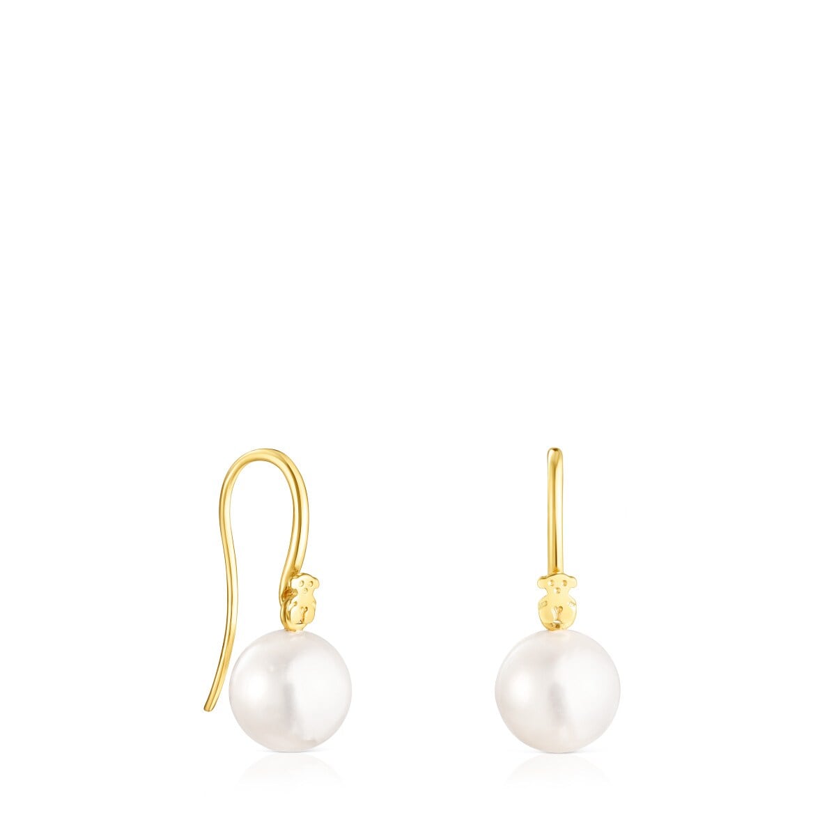 Short Silver Vermeil Gloss Earrings with Pearl