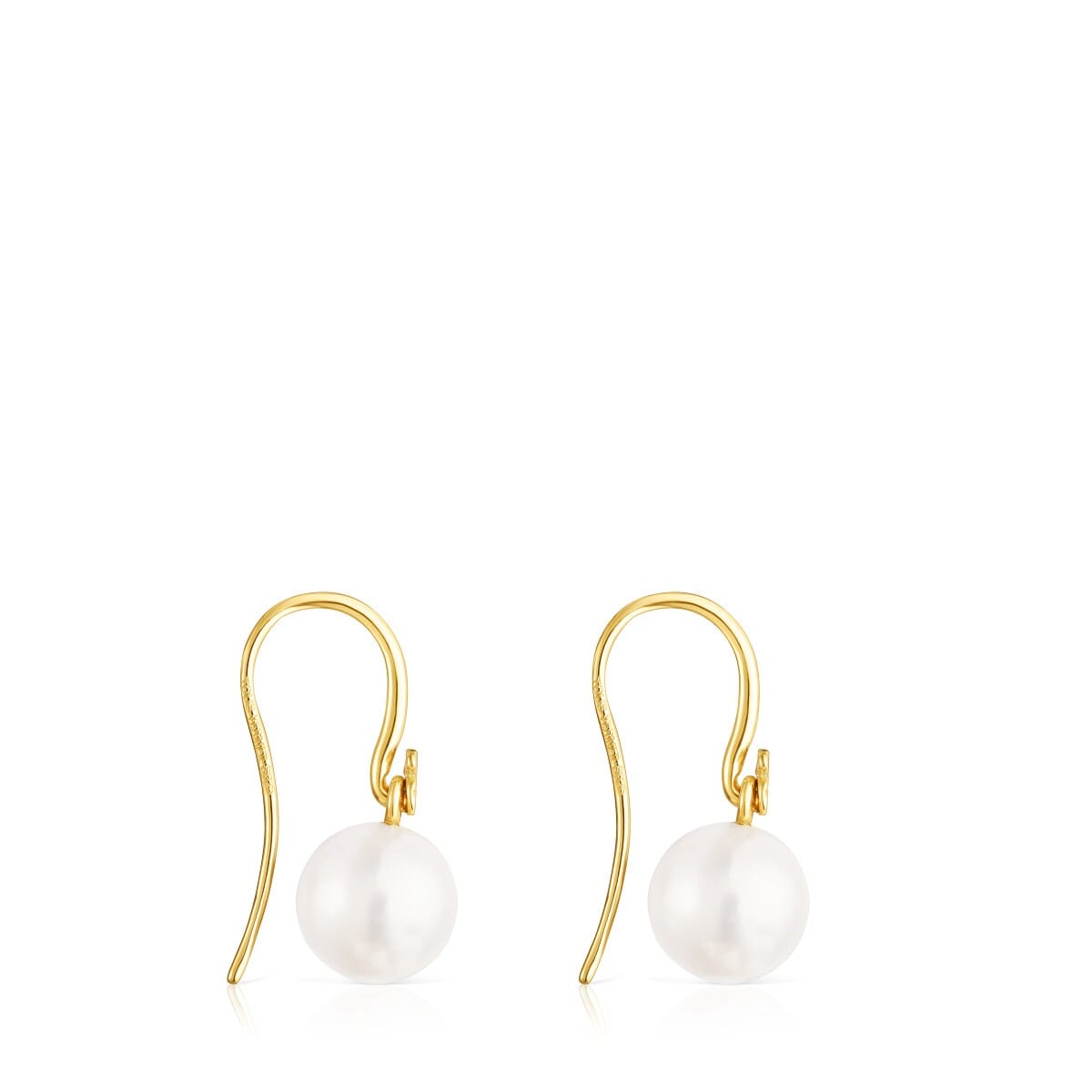 Short Silver Vermeil Gloss Earrings with Pearl