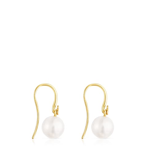 Short Silver Vermeil Gloss Earrings with Pearl
