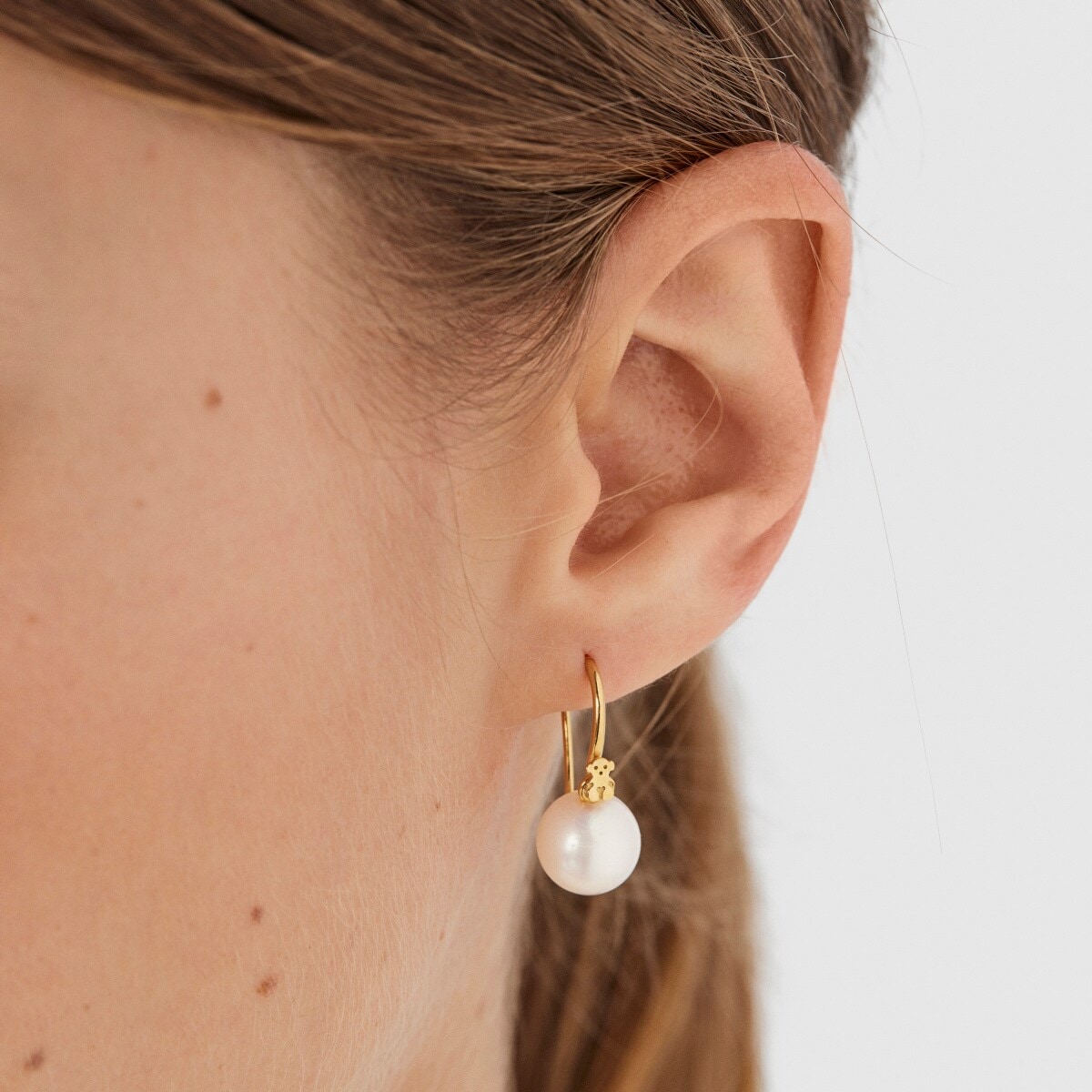 Short Silver Vermeil Gloss Earrings with Pearl