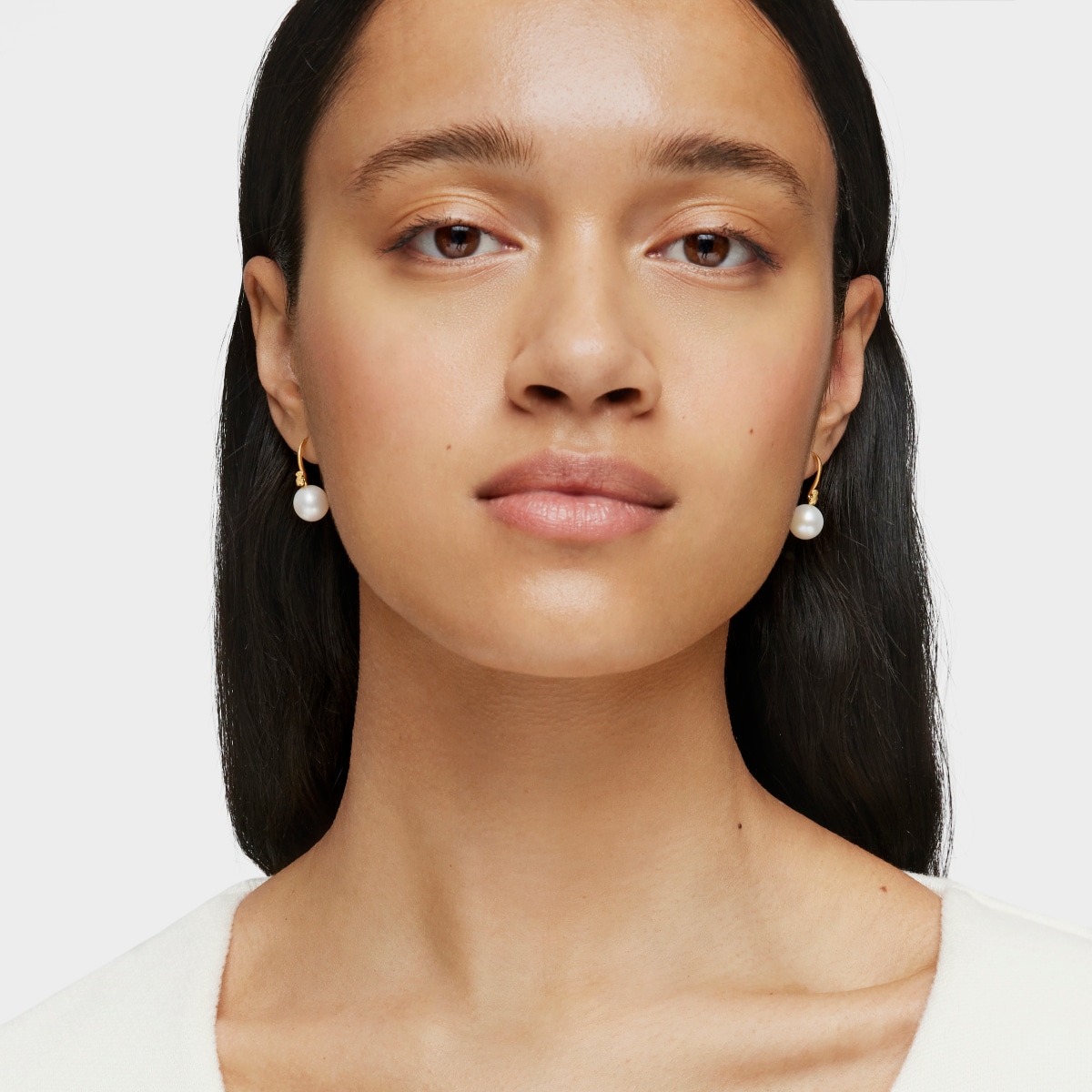 Short Silver Vermeil Gloss Earrings with Pearl