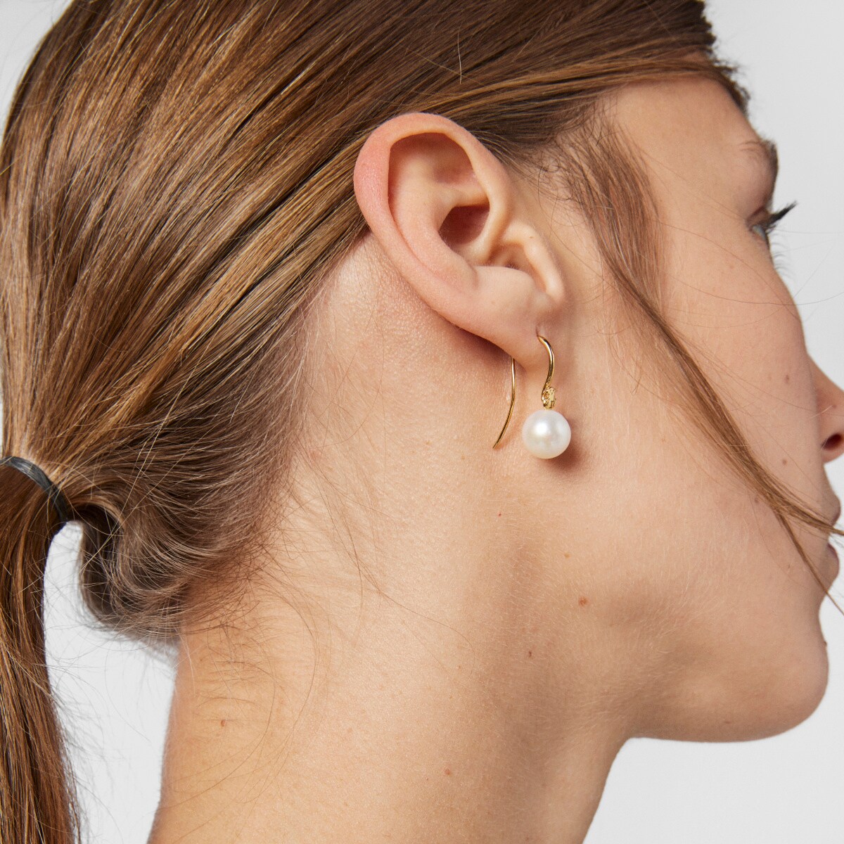 Short Silver Vermeil Gloss Earrings with Pearl