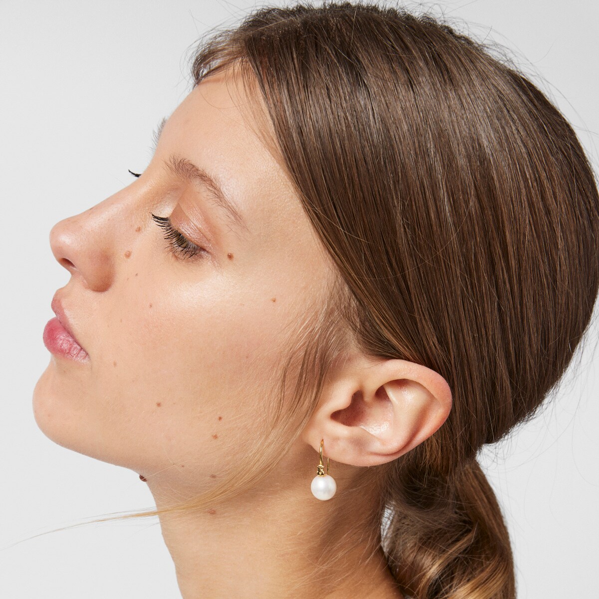 Short Silver Vermeil Gloss Earrings with Pearl