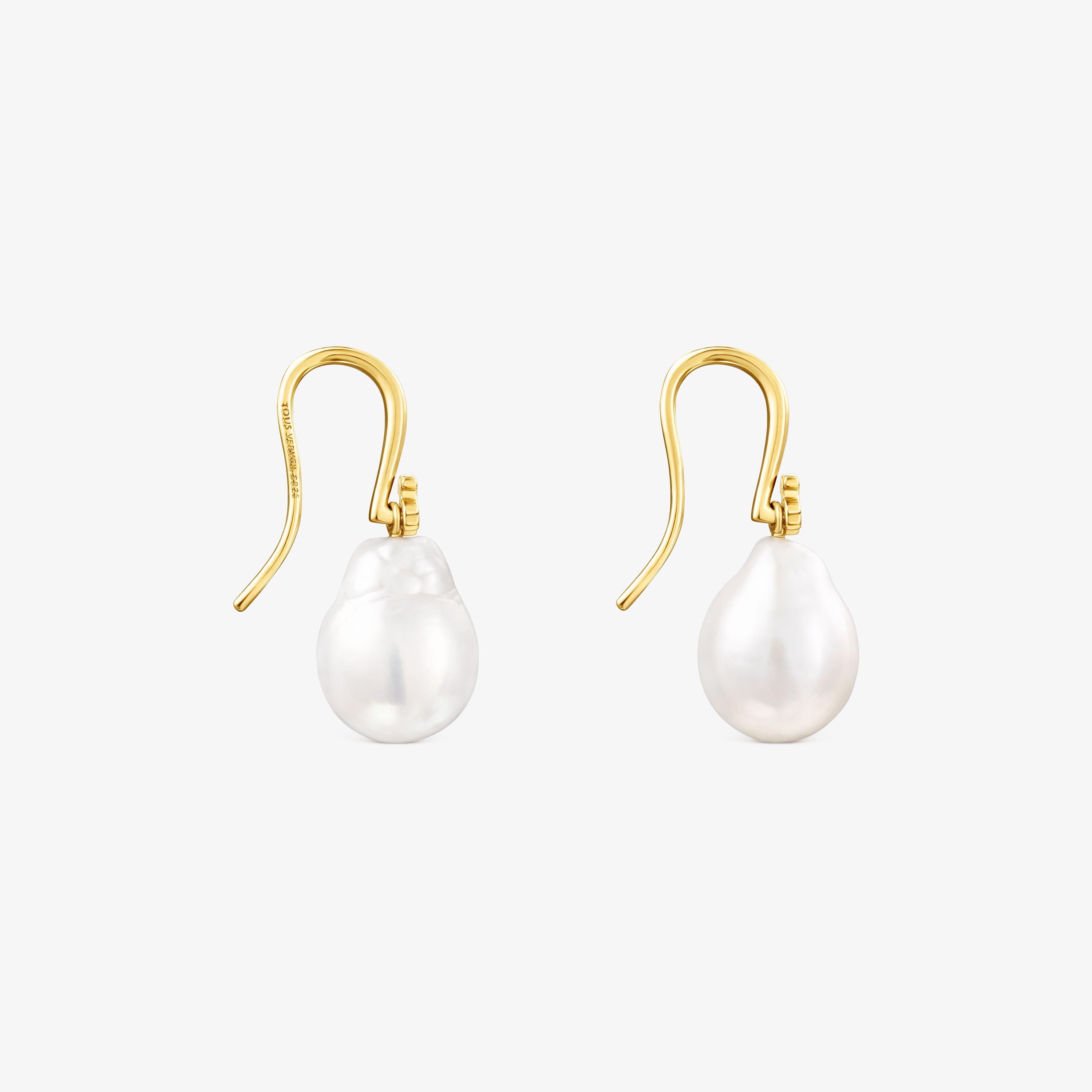 18K gold vermeil Gloss droplet Earrings with Pearl