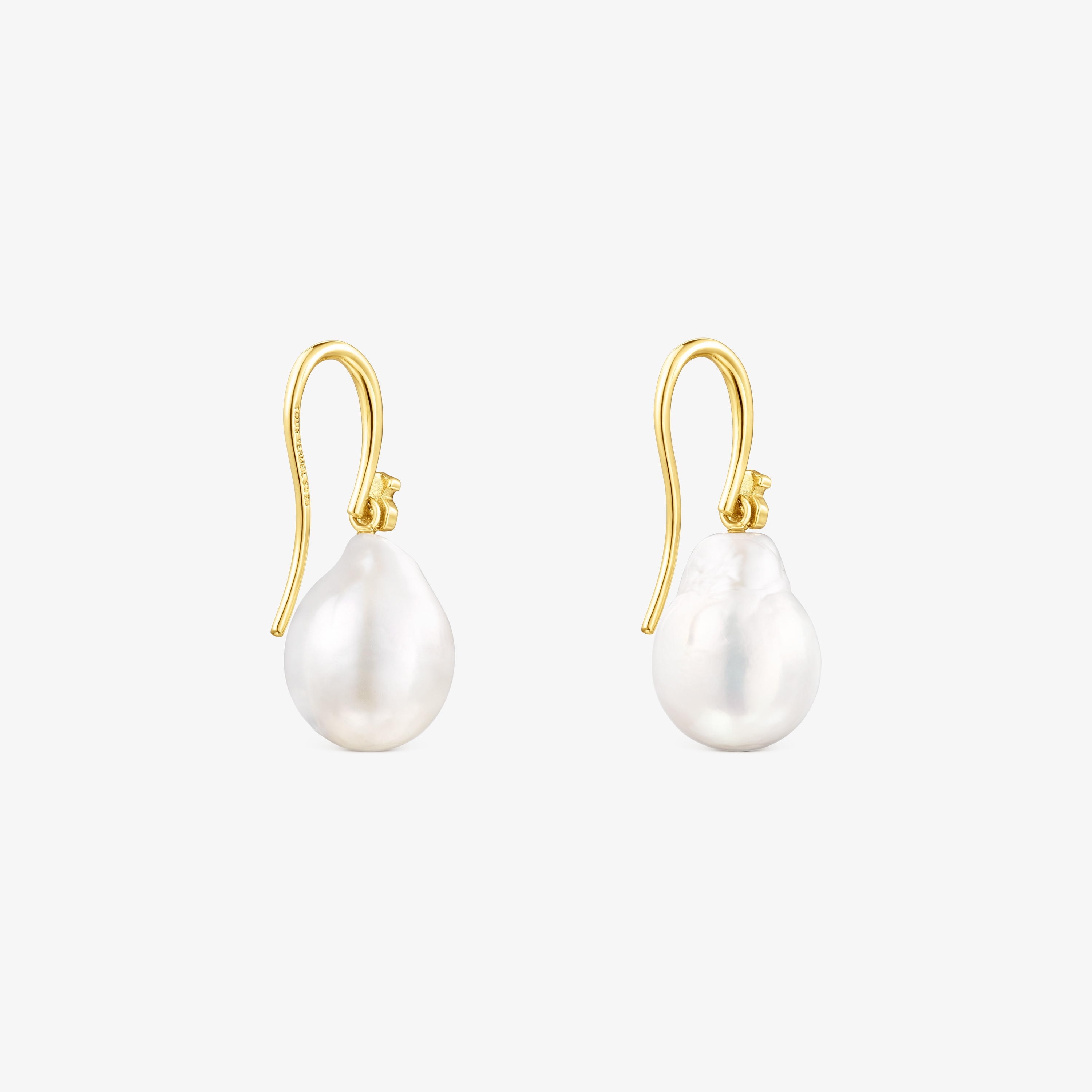 18K gold vermeil Gloss droplet Earrings with Pearl