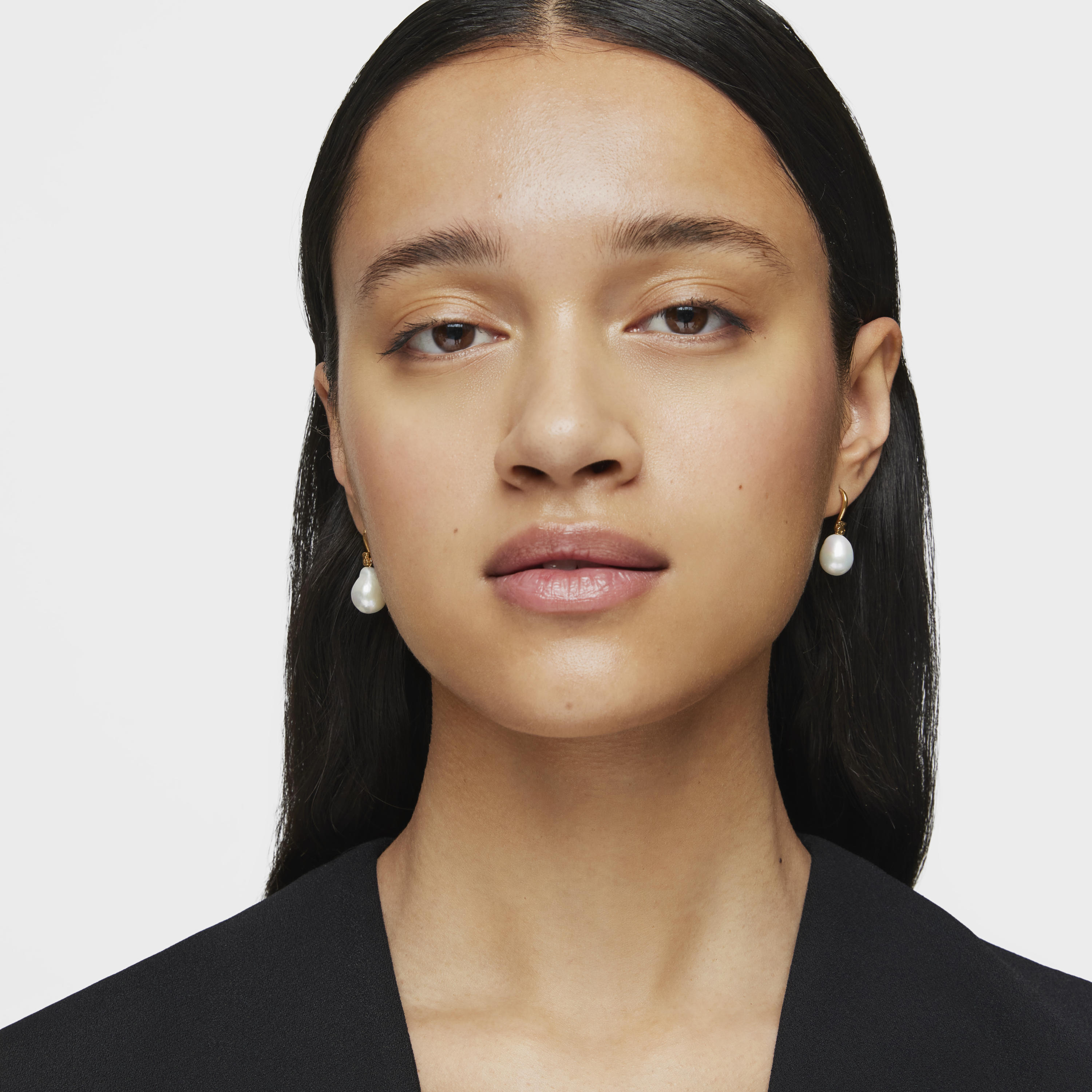 18K gold vermeil Gloss droplet Earrings with Pearl