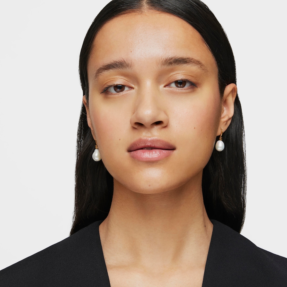 Tropfen-Ohrringe Gloss aus Vermeil-Silber mit Perle