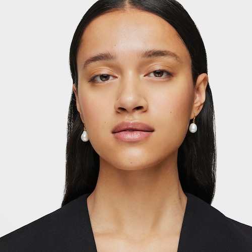 Silver Vermeil Gloss droplet Earrings with Pearl