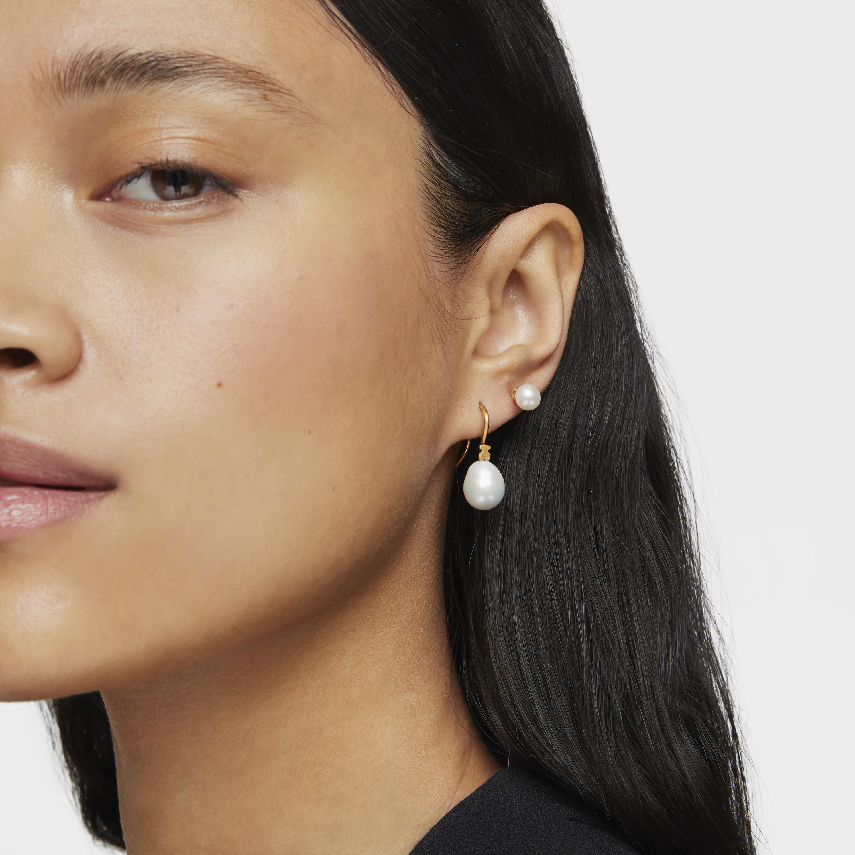 18K gold vermeil Gloss droplet Earrings with Pearl