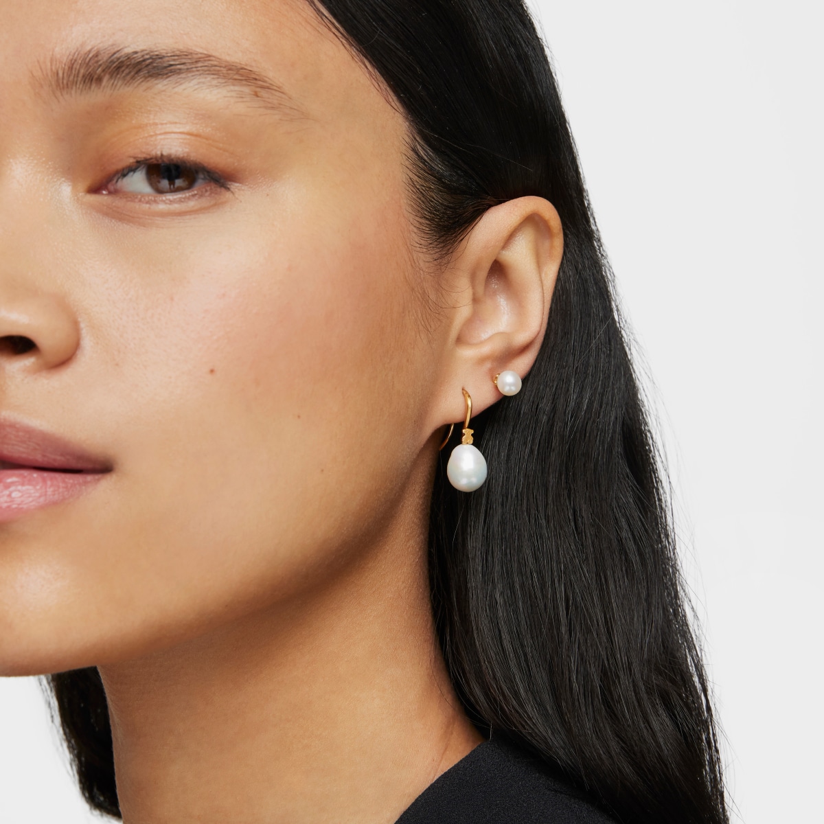Silver Vermeil Gloss droplet Earrings with Pearl