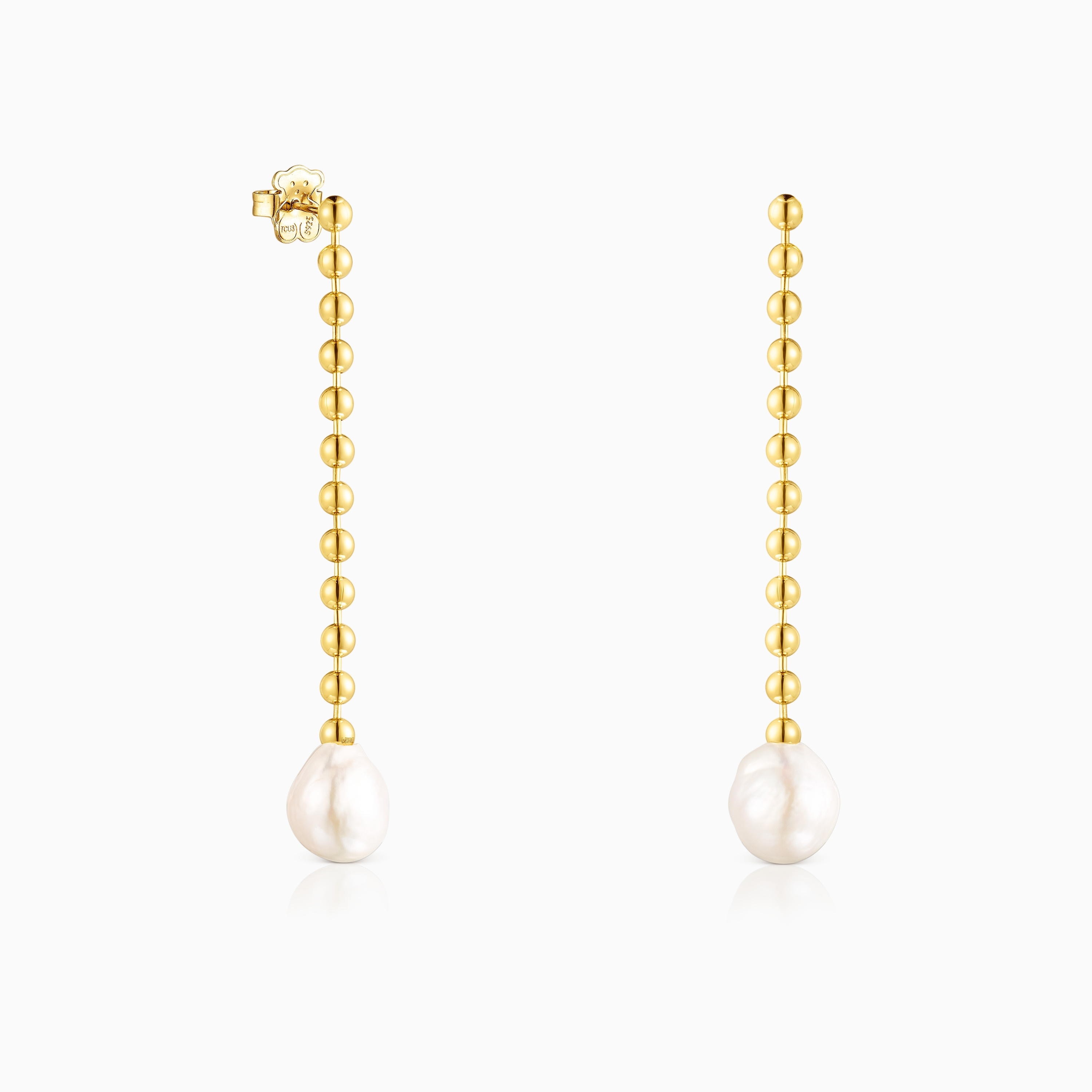 Long 18K gold vermeil Gloss Earrings with Pearl