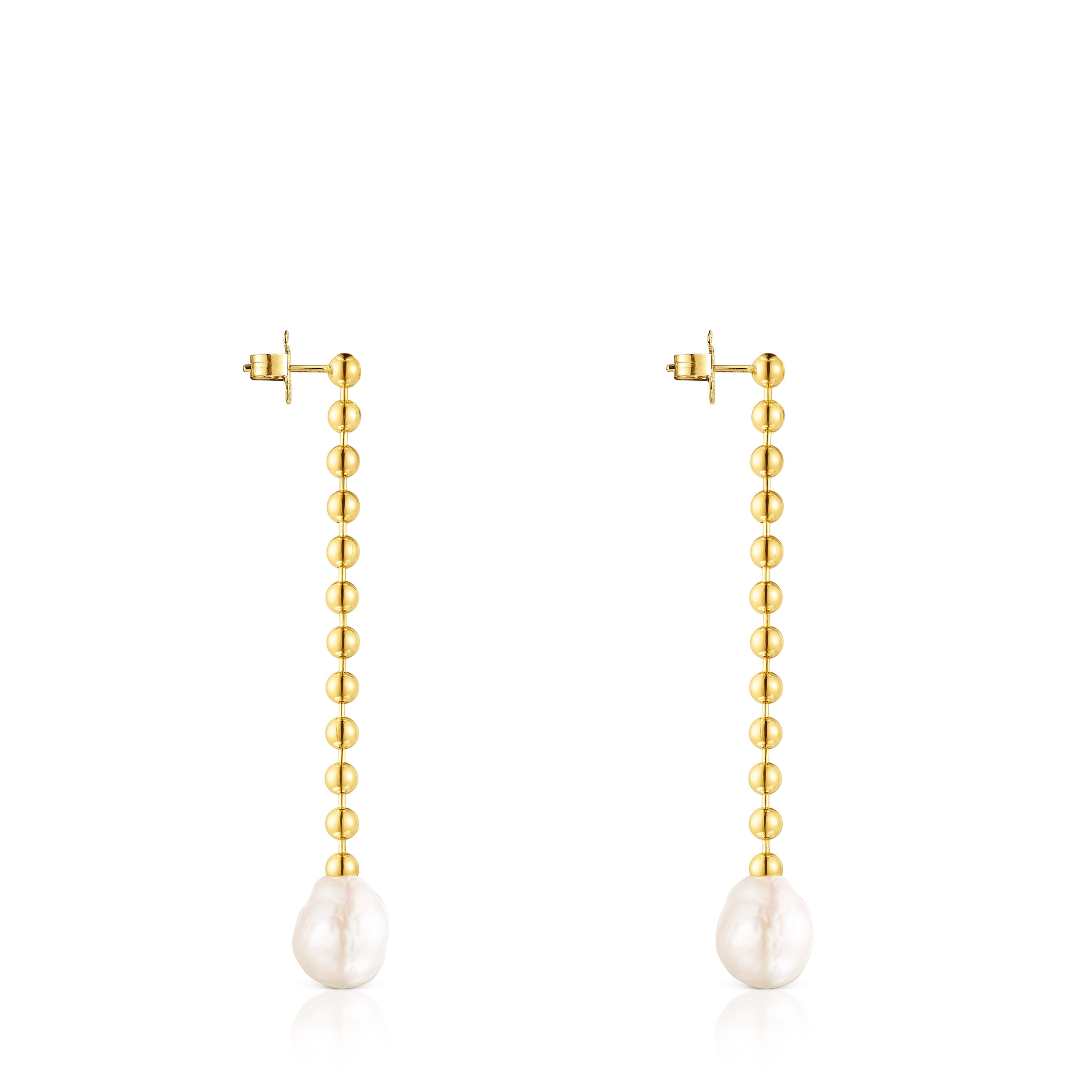 Long Silver Vermeil Gloss Earrings with Pearl