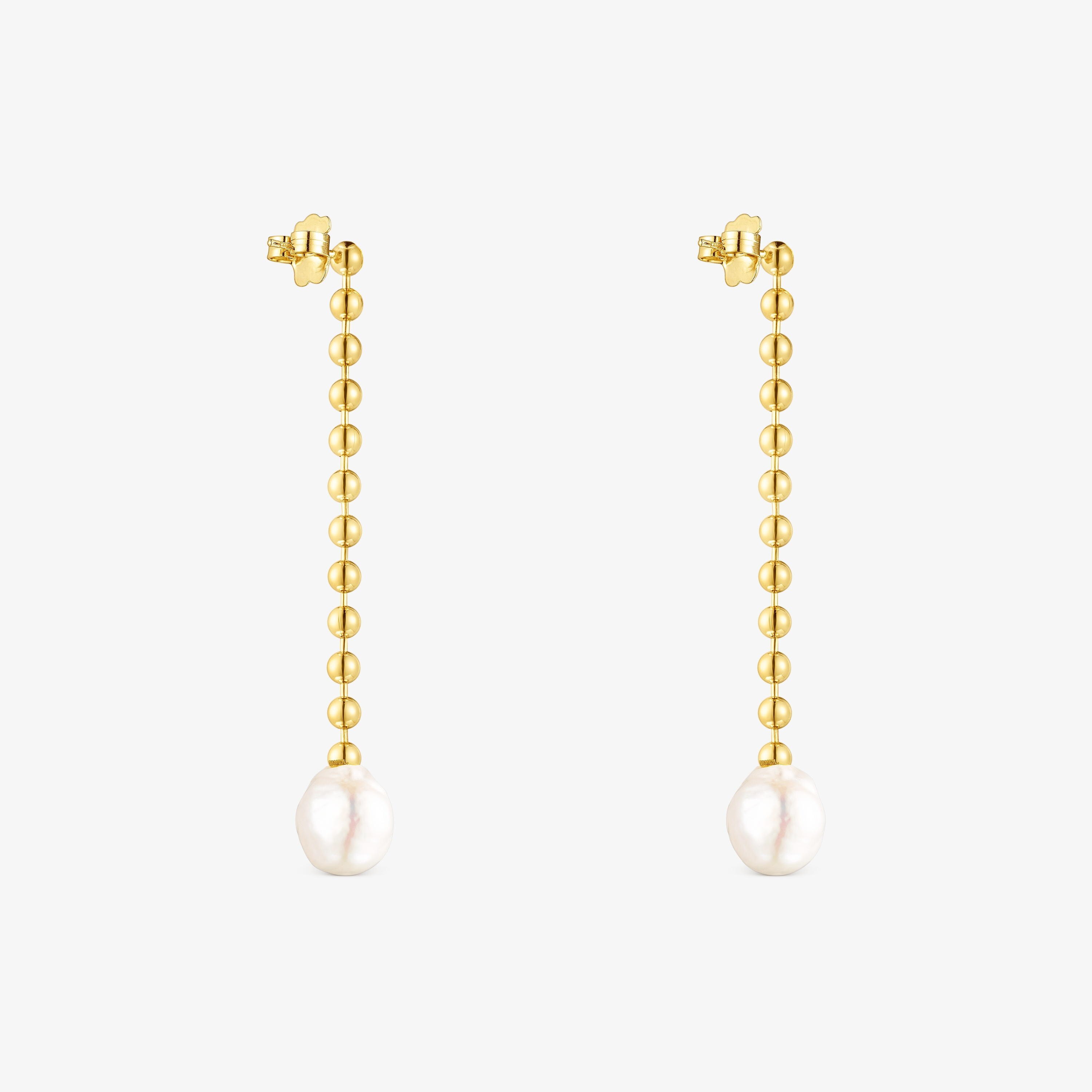 Long 18K gold vermeil Gloss Earrings with Pearl