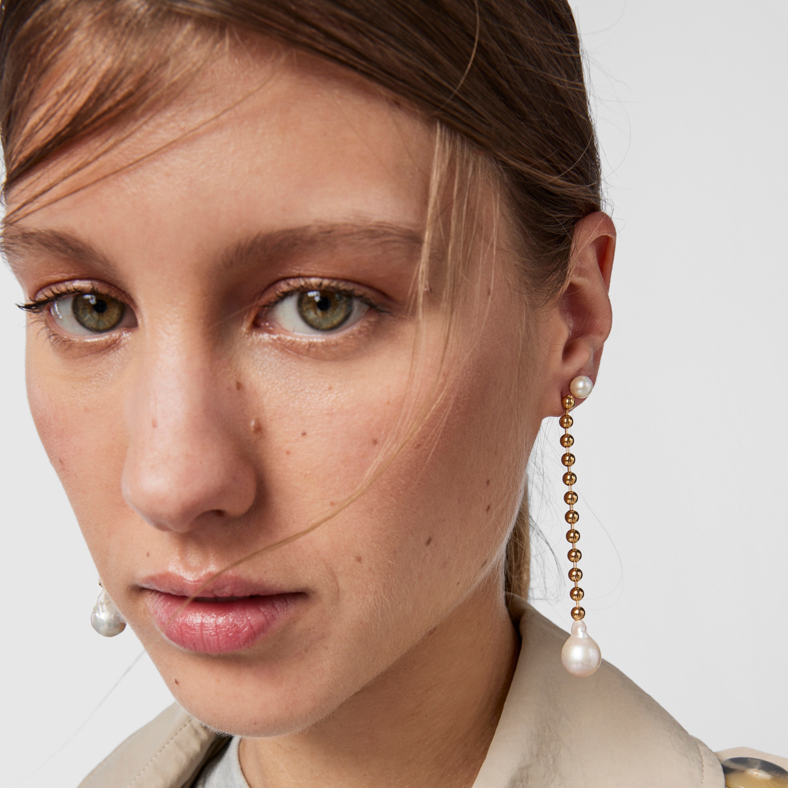 Long 18K gold vermeil Gloss Earrings with Pearl