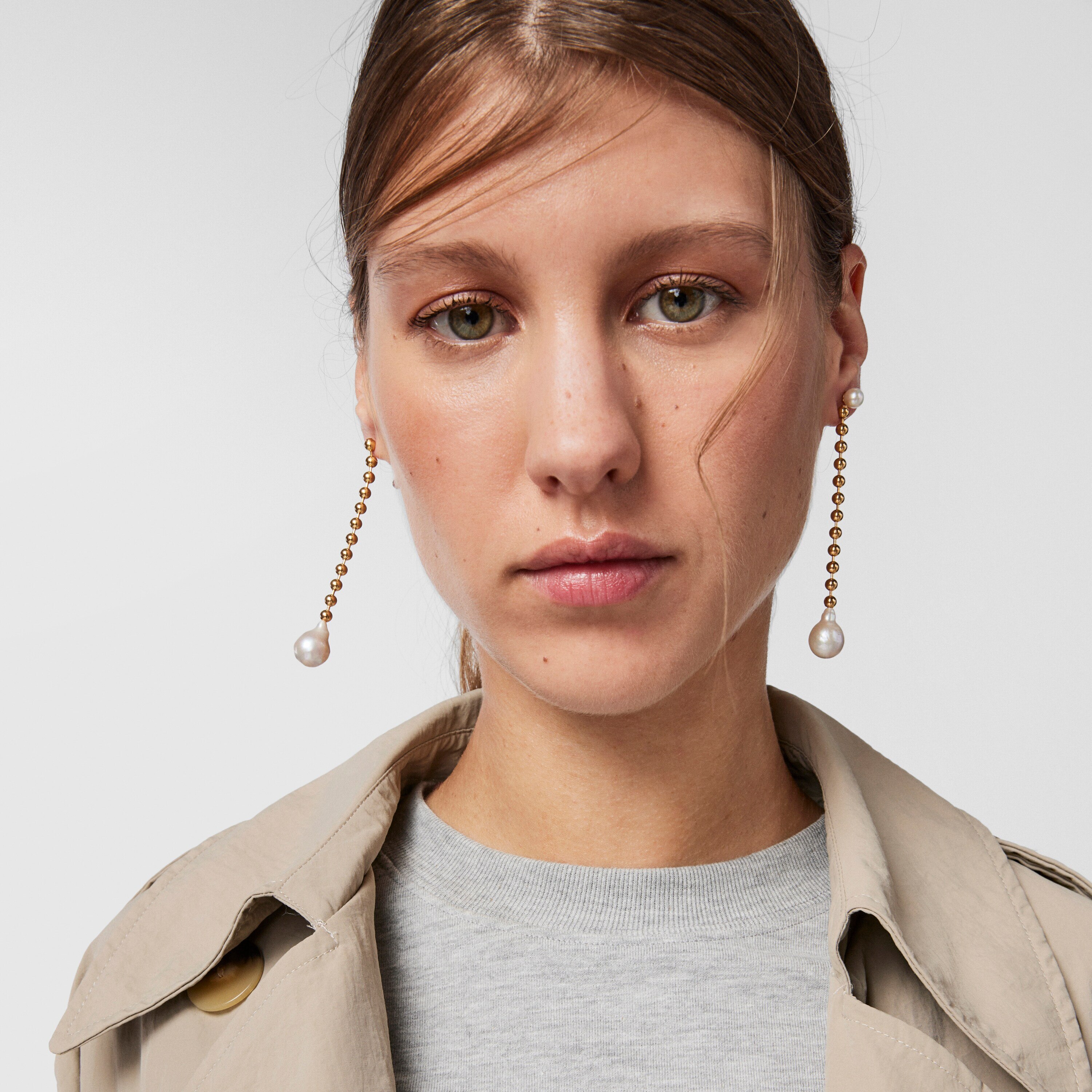 Long Silver Vermeil Gloss Earrings with Pearl