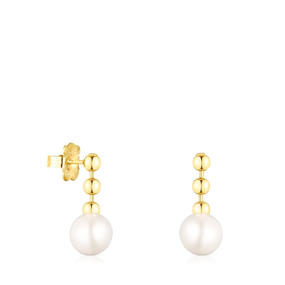 Short Silver Vermeil Gloss ball Earrings with Pearl