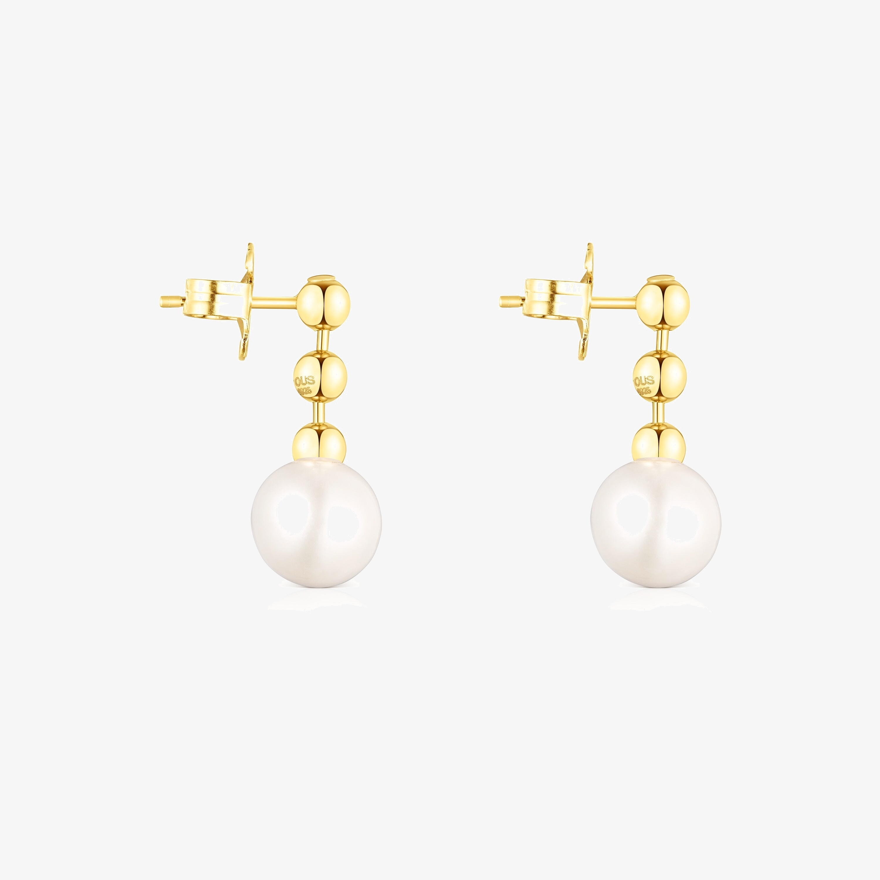 Short 18K gold vermeil Gloss ball Earrings with Pearl