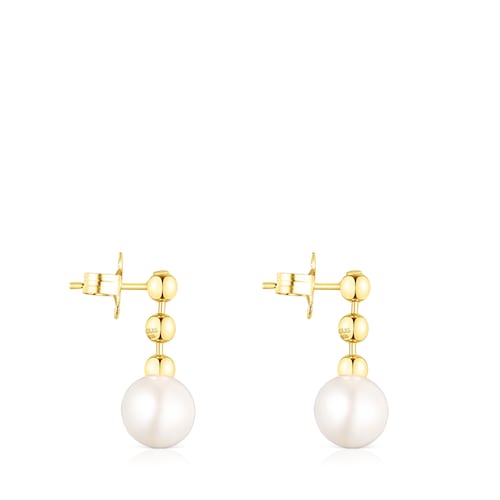 Short Silver Vermeil Gloss ball Earrings with Pearl