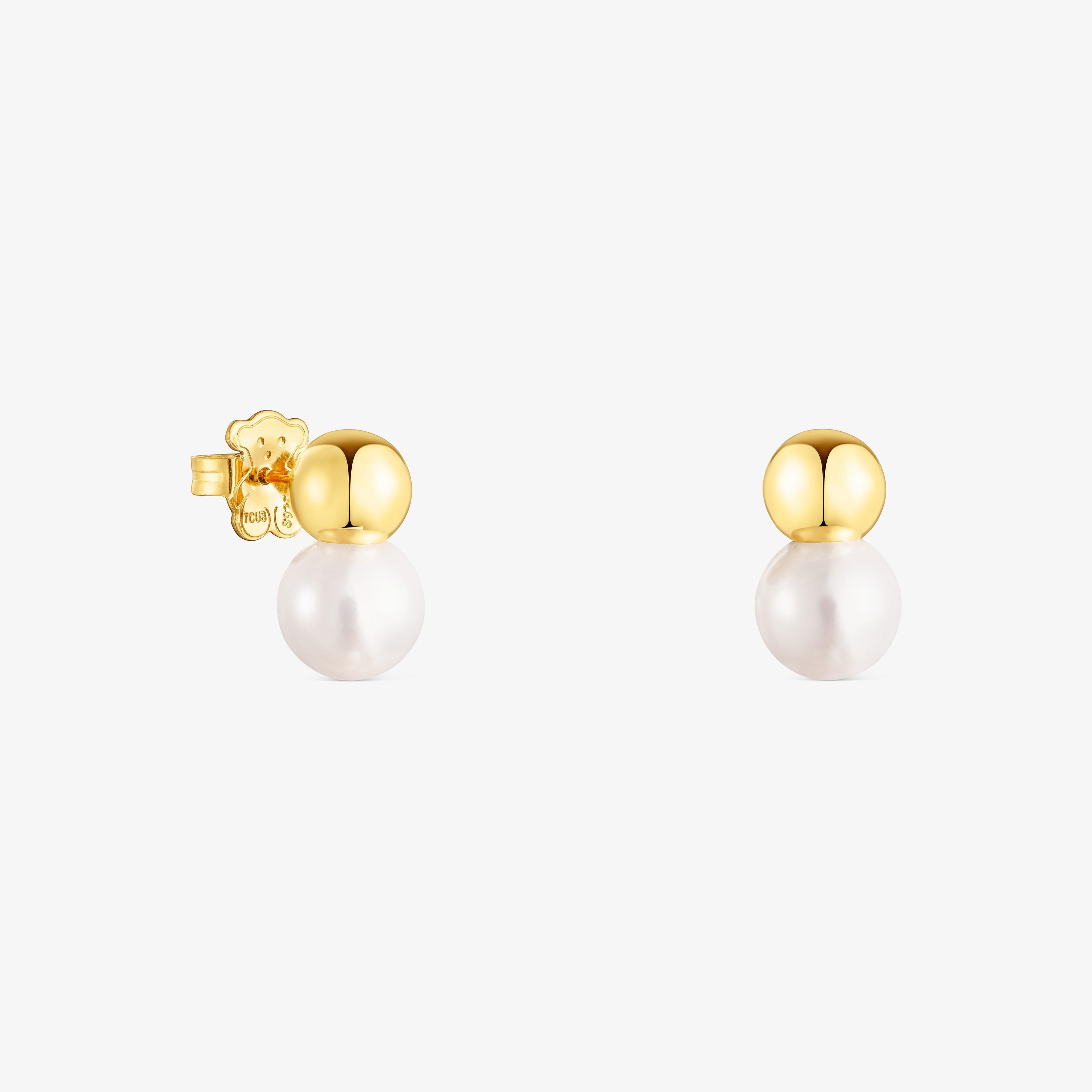 18K gold vermeil Gloss Earrings with large Pearl