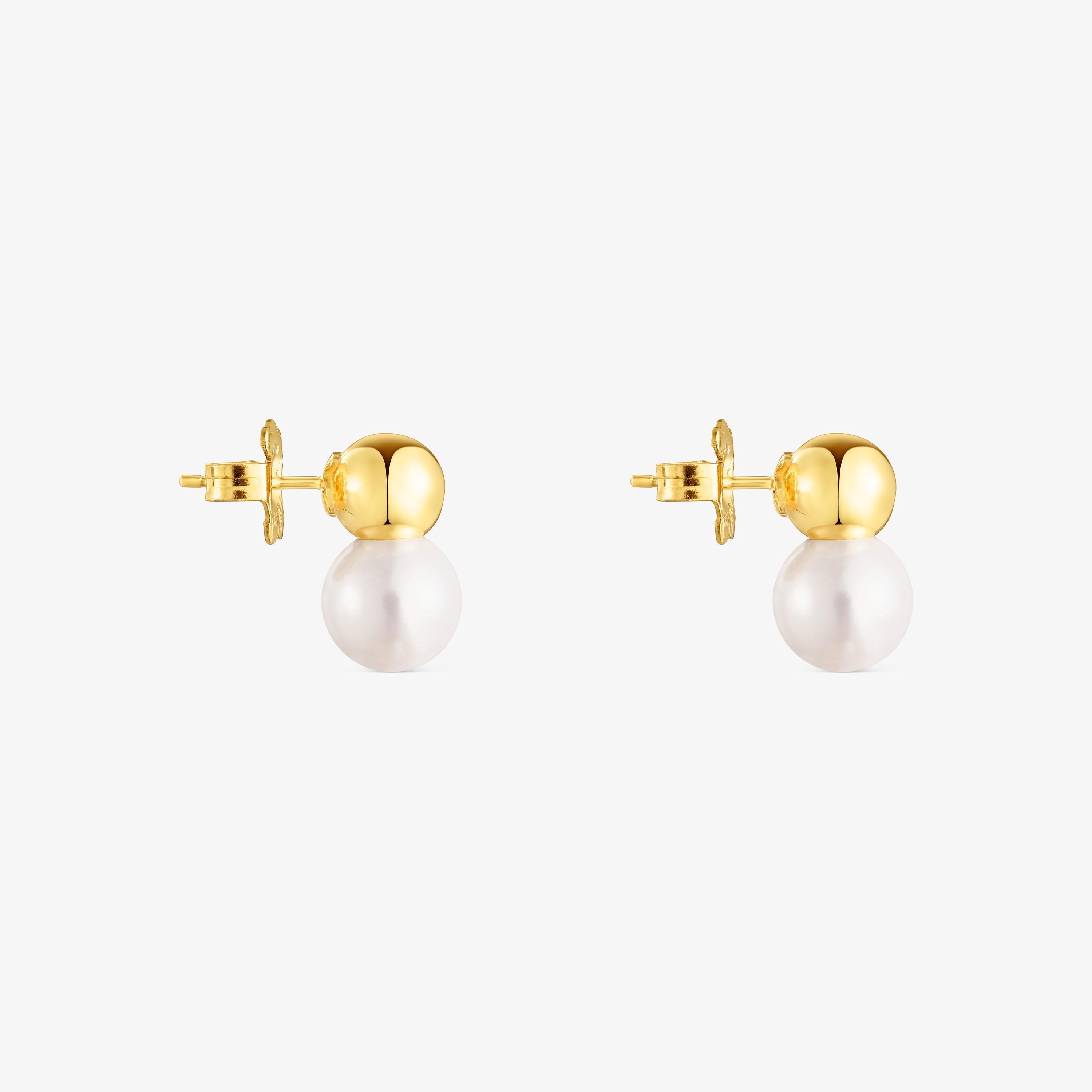 18K gold vermeil Gloss Earrings with large Pearl