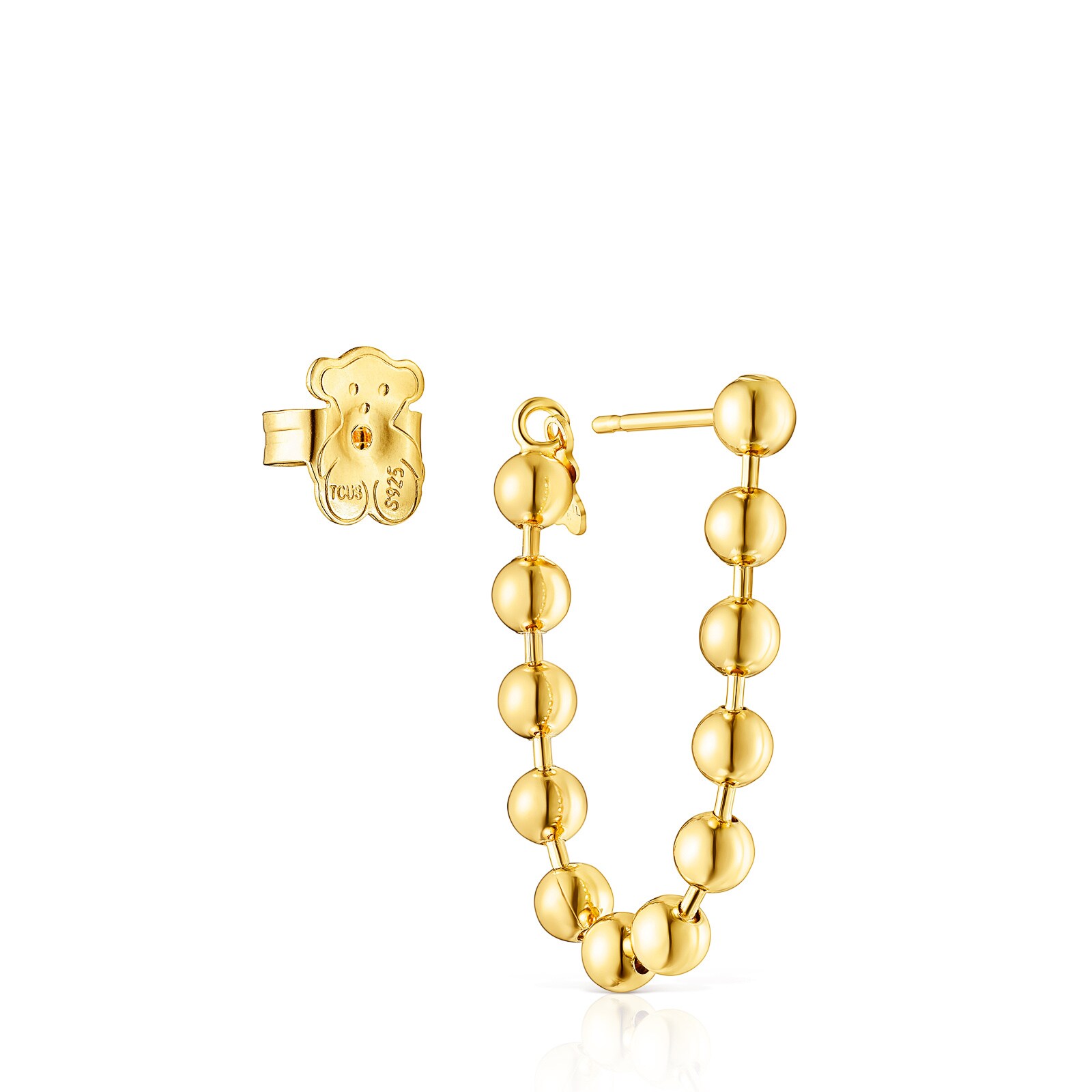 Pendientes largos con baño de oro 18 kt sobre plata Gloss