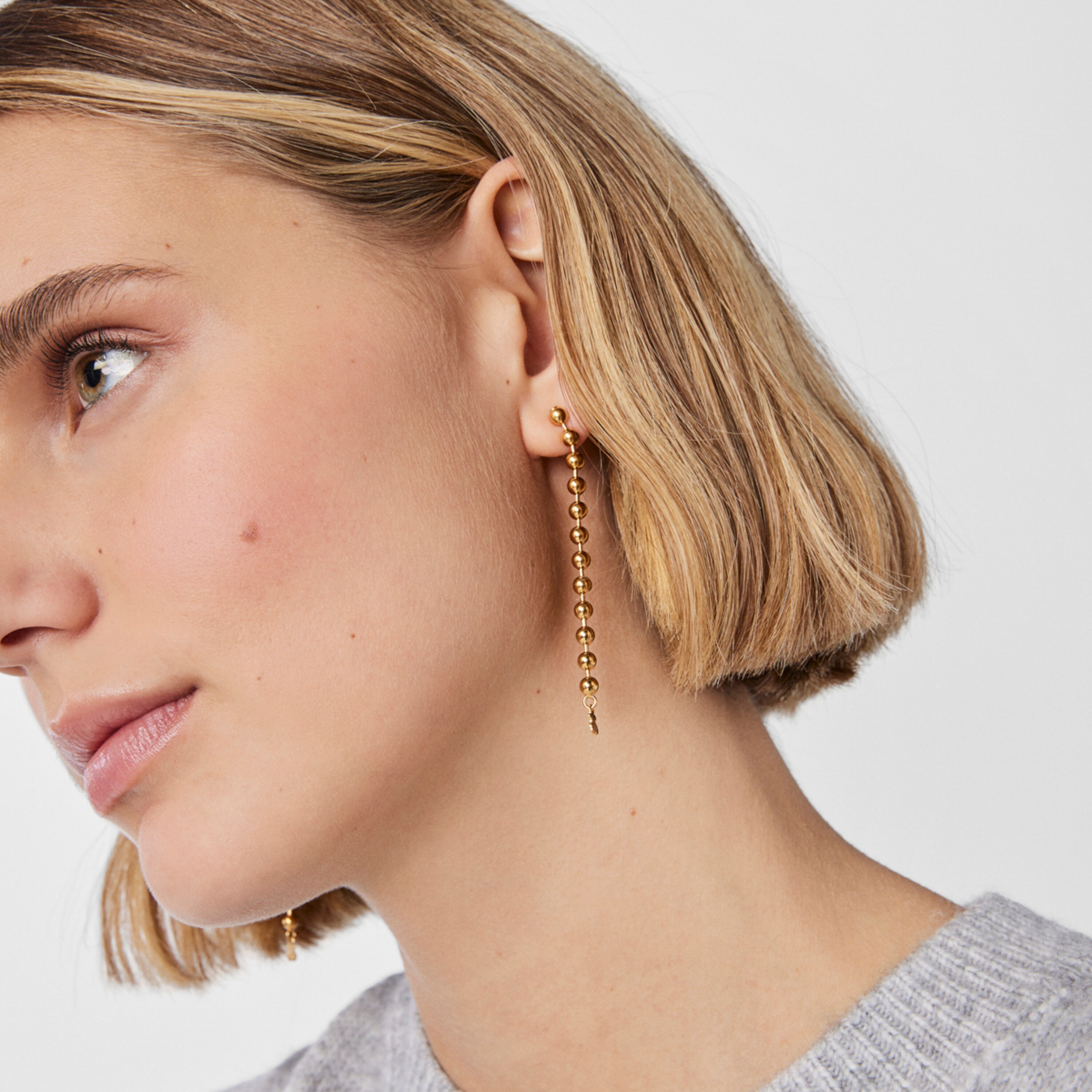 Pendientes largos con baño de oro 18 kt sobre plata Gloss