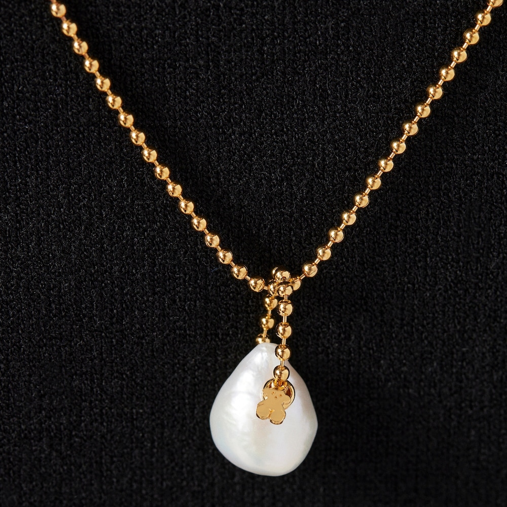 Colgante con baño de oro 18 kt sobre plata y perla Gloss image number 5