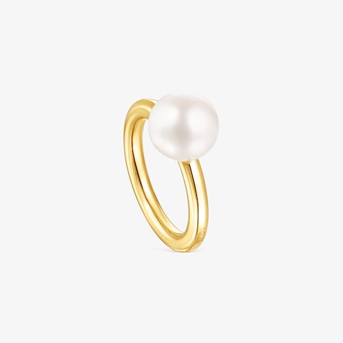 Tous Gloss - Pierścionek z ż&oacute;łtego srebra Vermeil z perłą