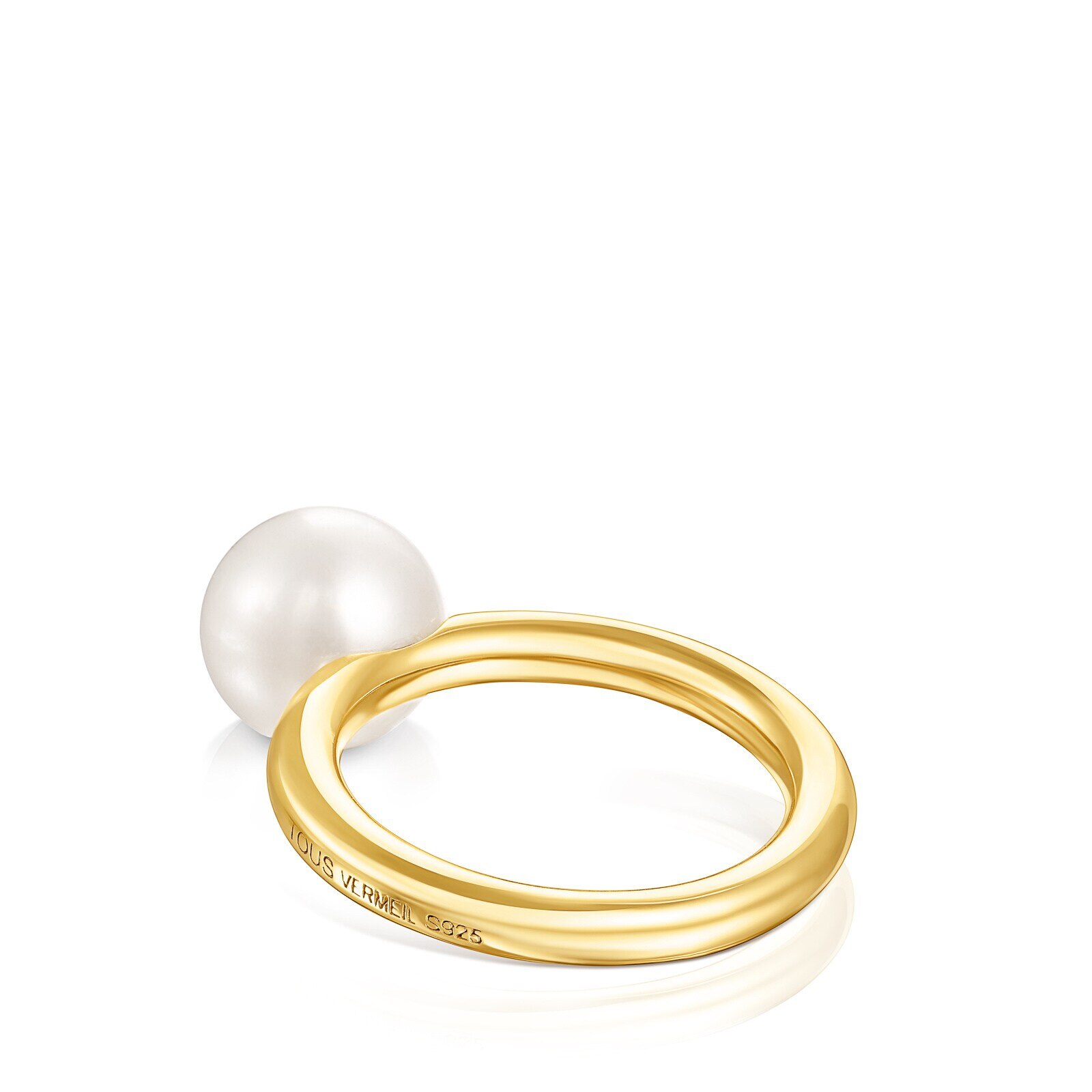 Silver Vermeil Gloss Ring with Pearl