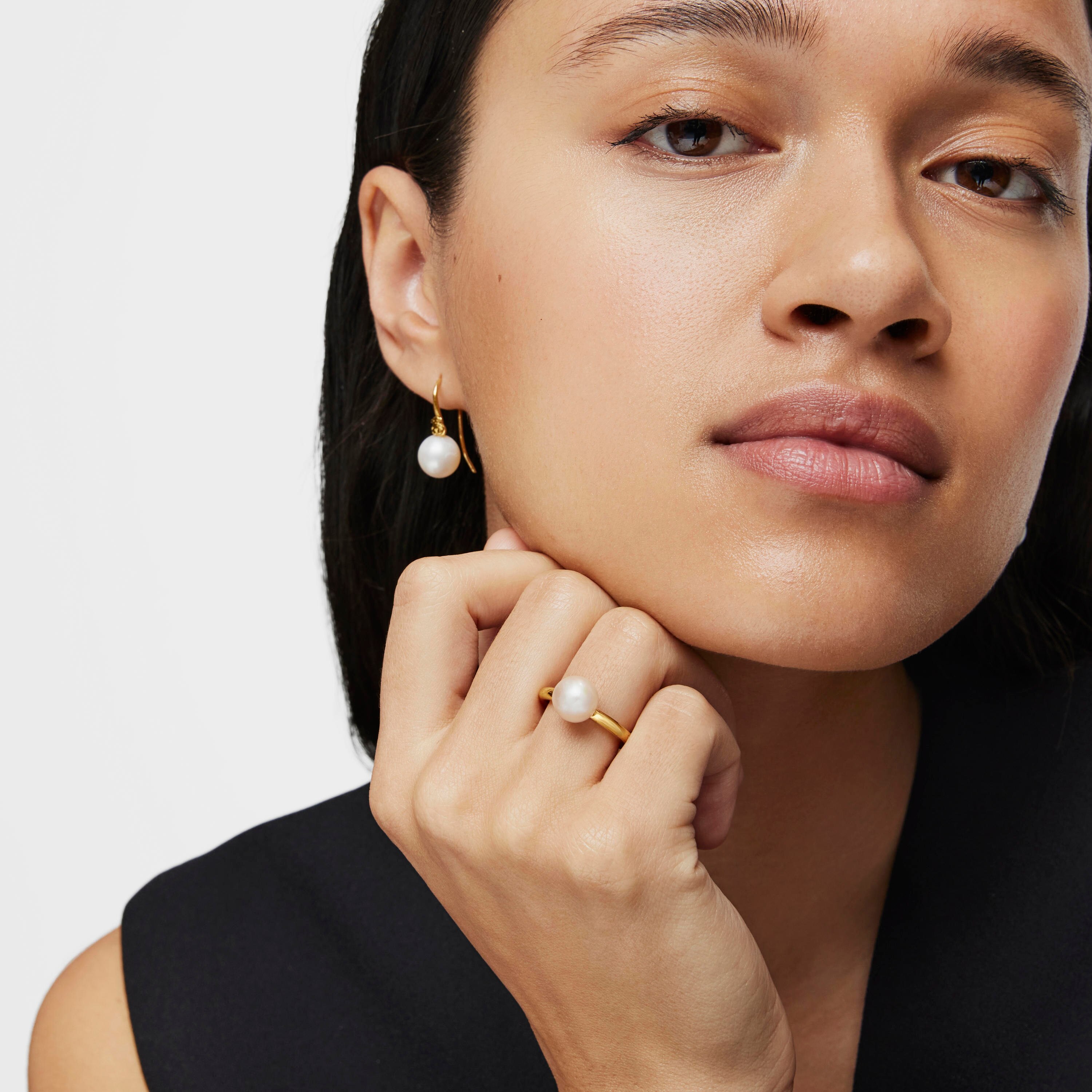 Silver Vermeil Gloss Ring with Pearl