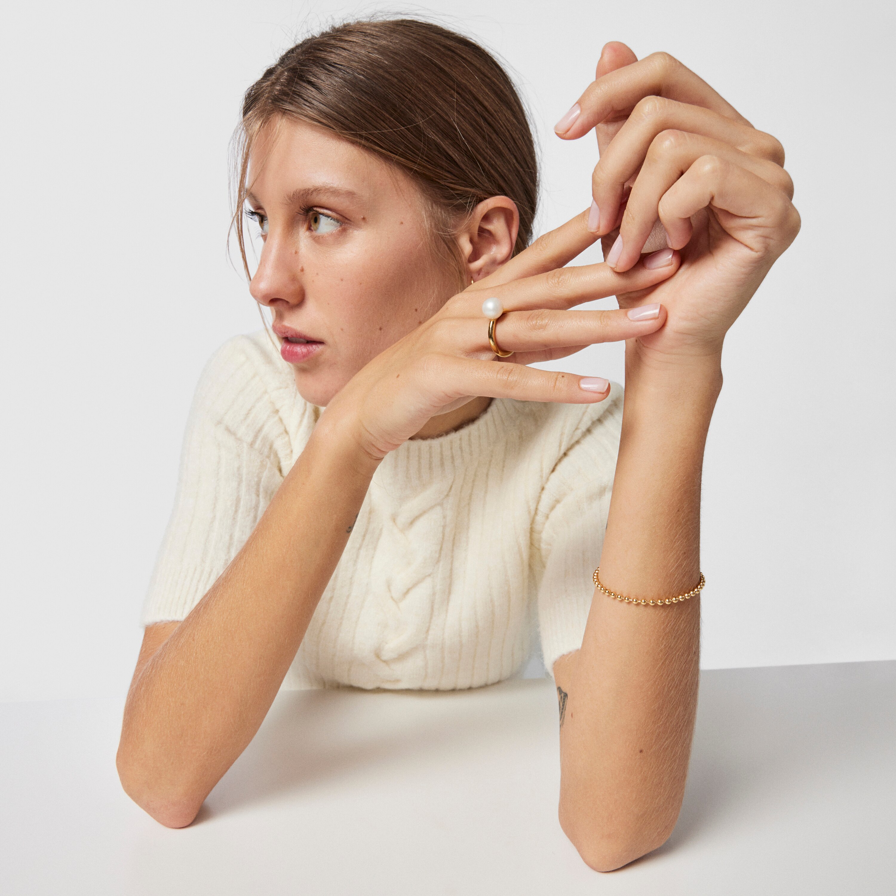 Silver Vermeil Gloss Ring with Pearl