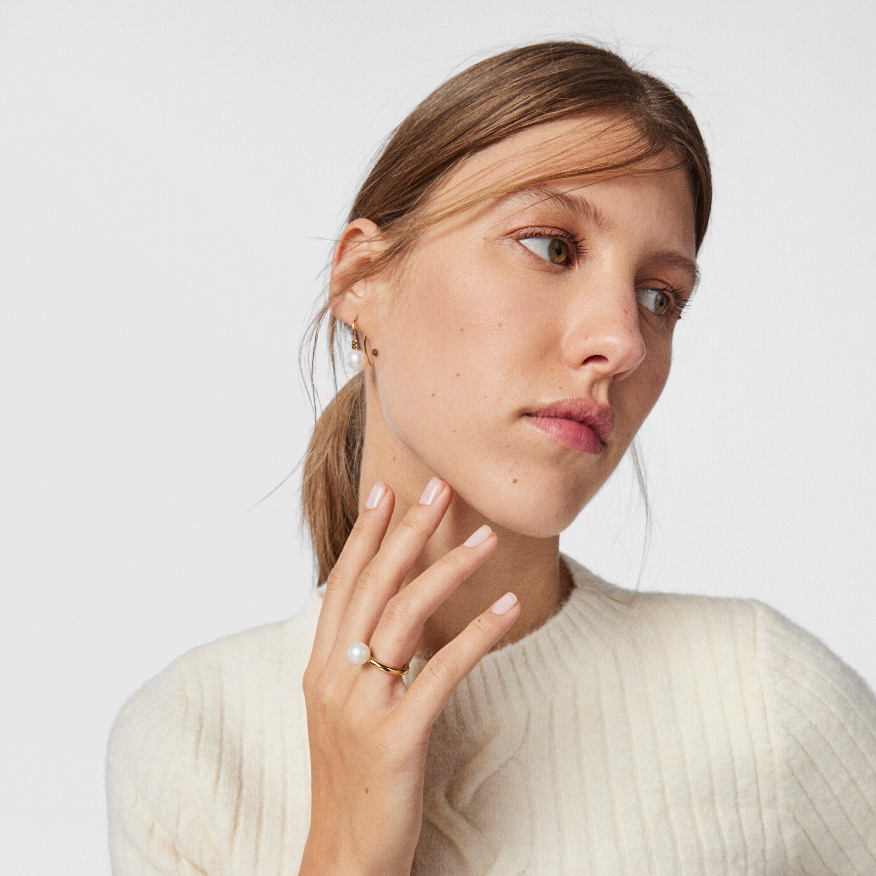 Silver Vermeil Gloss Ring with Pearl