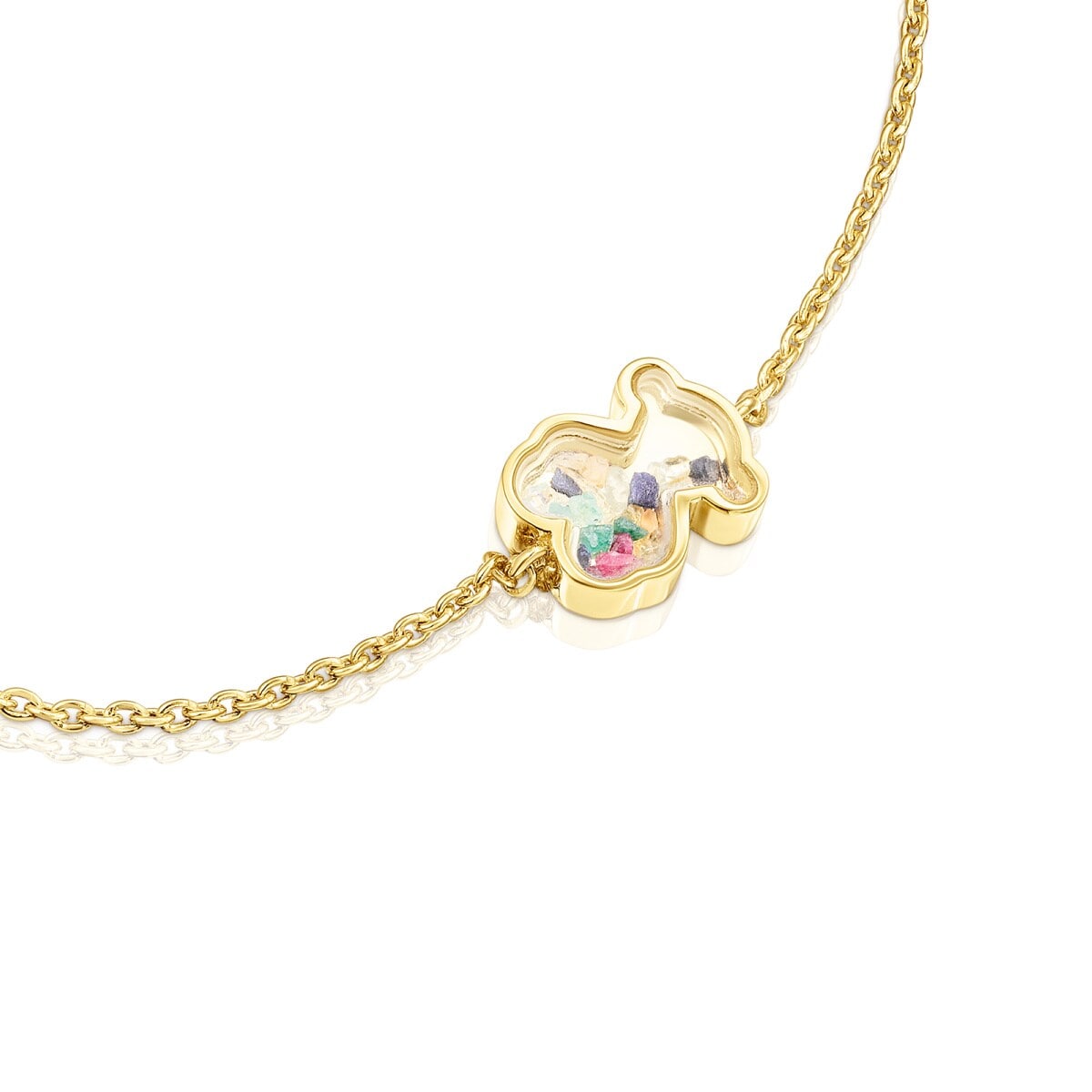 Pulsera con baño de oro 18 kt sobre plata y multi gemas Areia