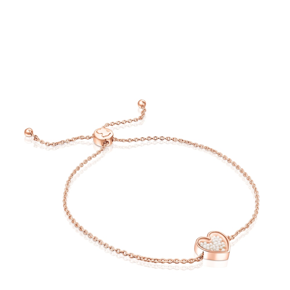 Pulsera con baño de oro rosa 18 kt sobre plata y perlas Areia image number 0