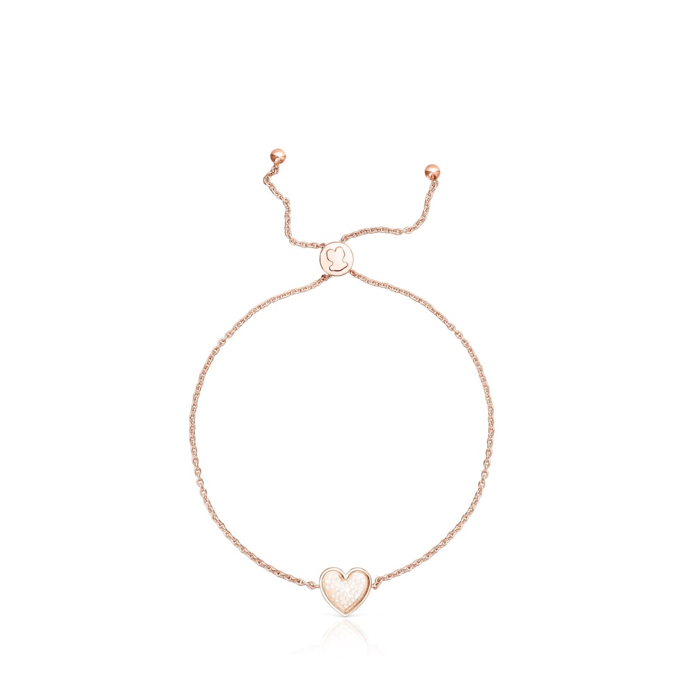 Pulsera con baño de oro rosa 18 kt sobre plata y perlas Areia image number 1