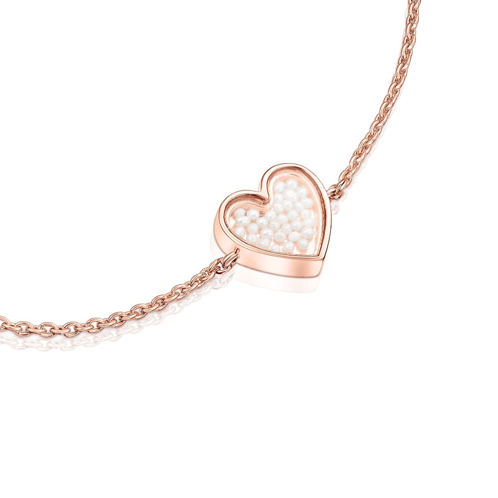 Pulsera con baño de oro rosa 18 kt sobre plata y perlas Areia image number 2