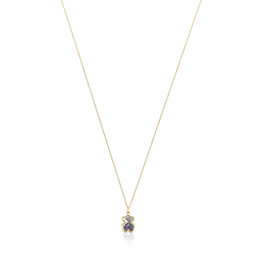 Naszyjnik Tous Areia z ż&oacute;łtego złota z niebieskimi szafirami